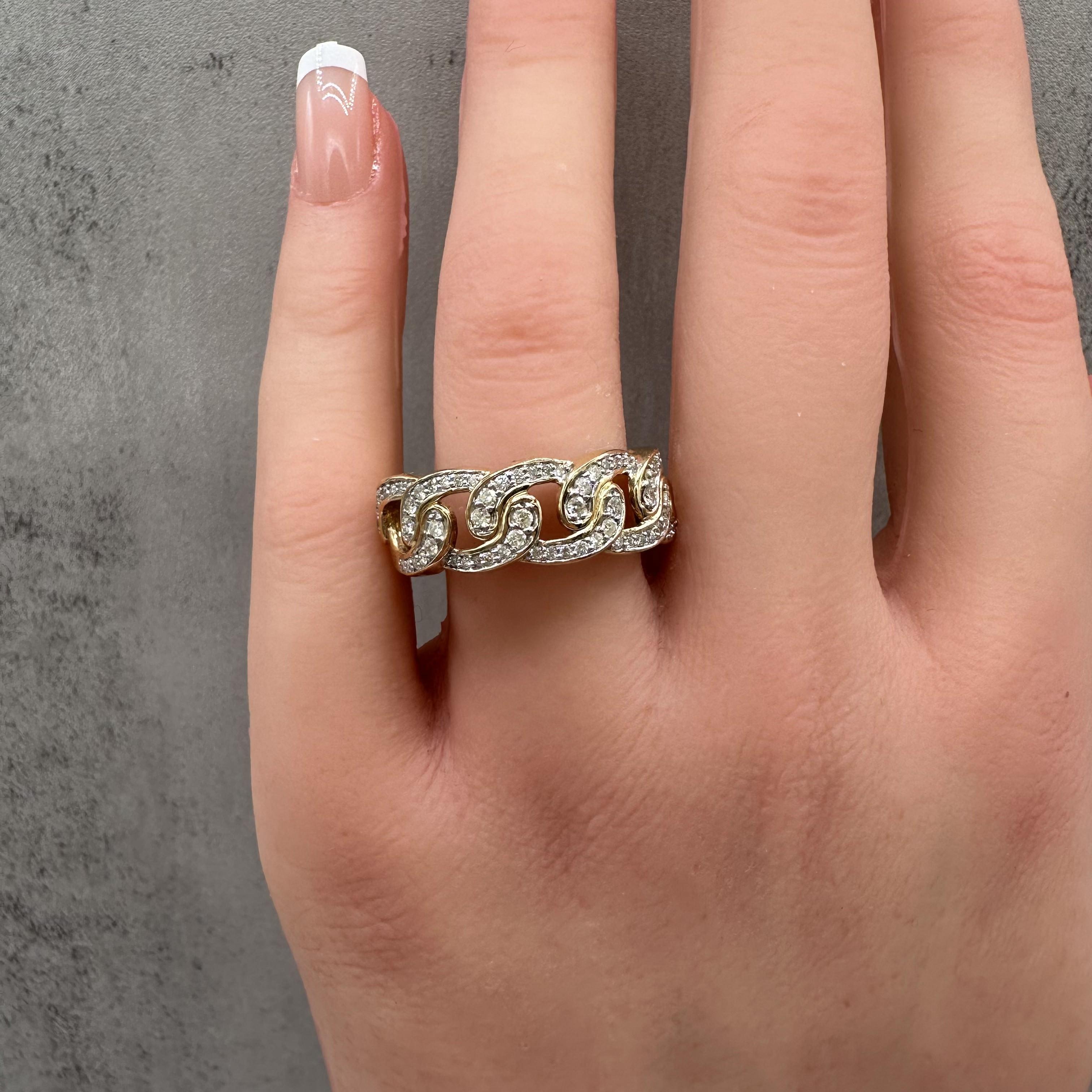0.50ct Natural Diamond Cuban Ring 10K Yellow Gold Size 10