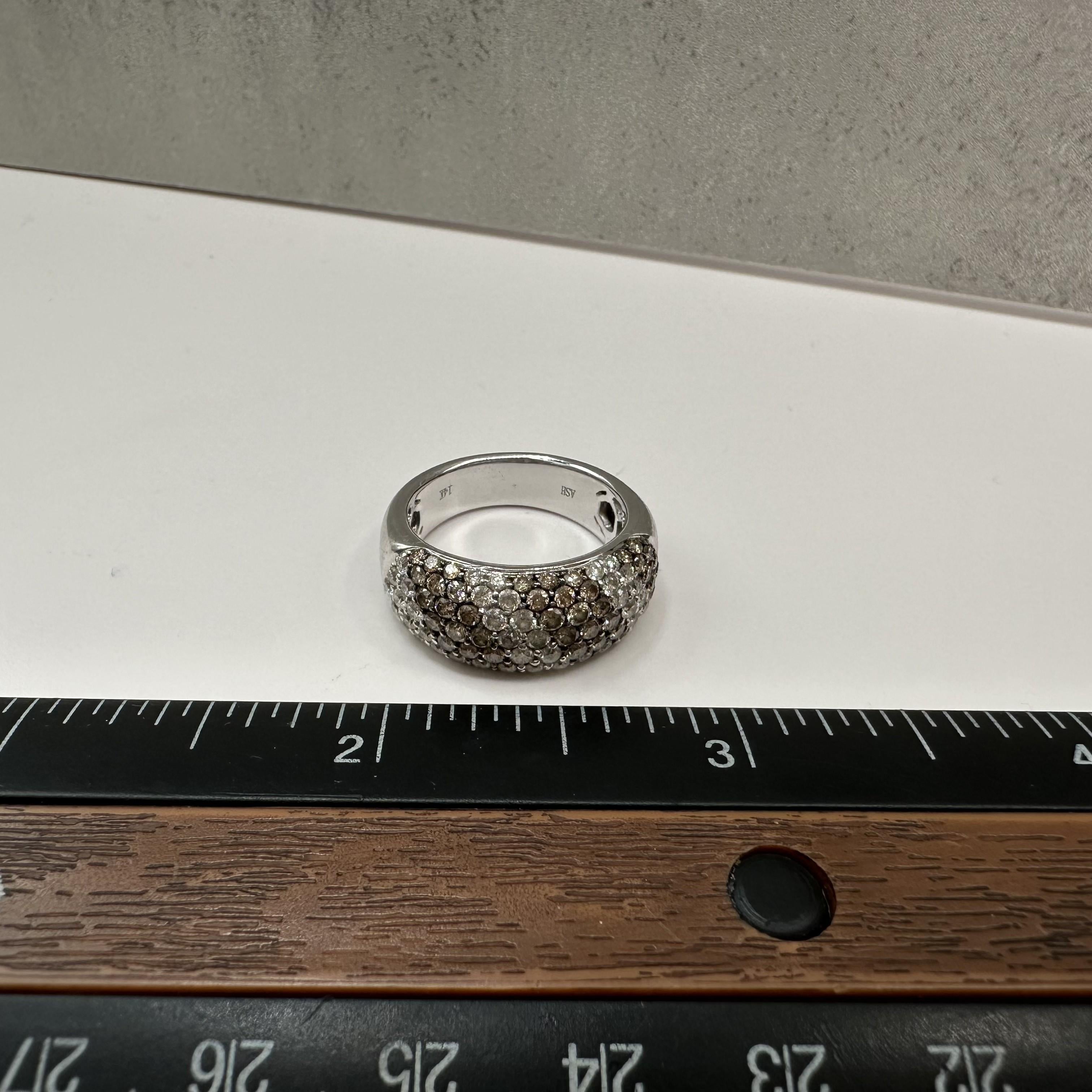 1.10ctw Natural Chocolate Diamond Ring 14K White Gold Size 7