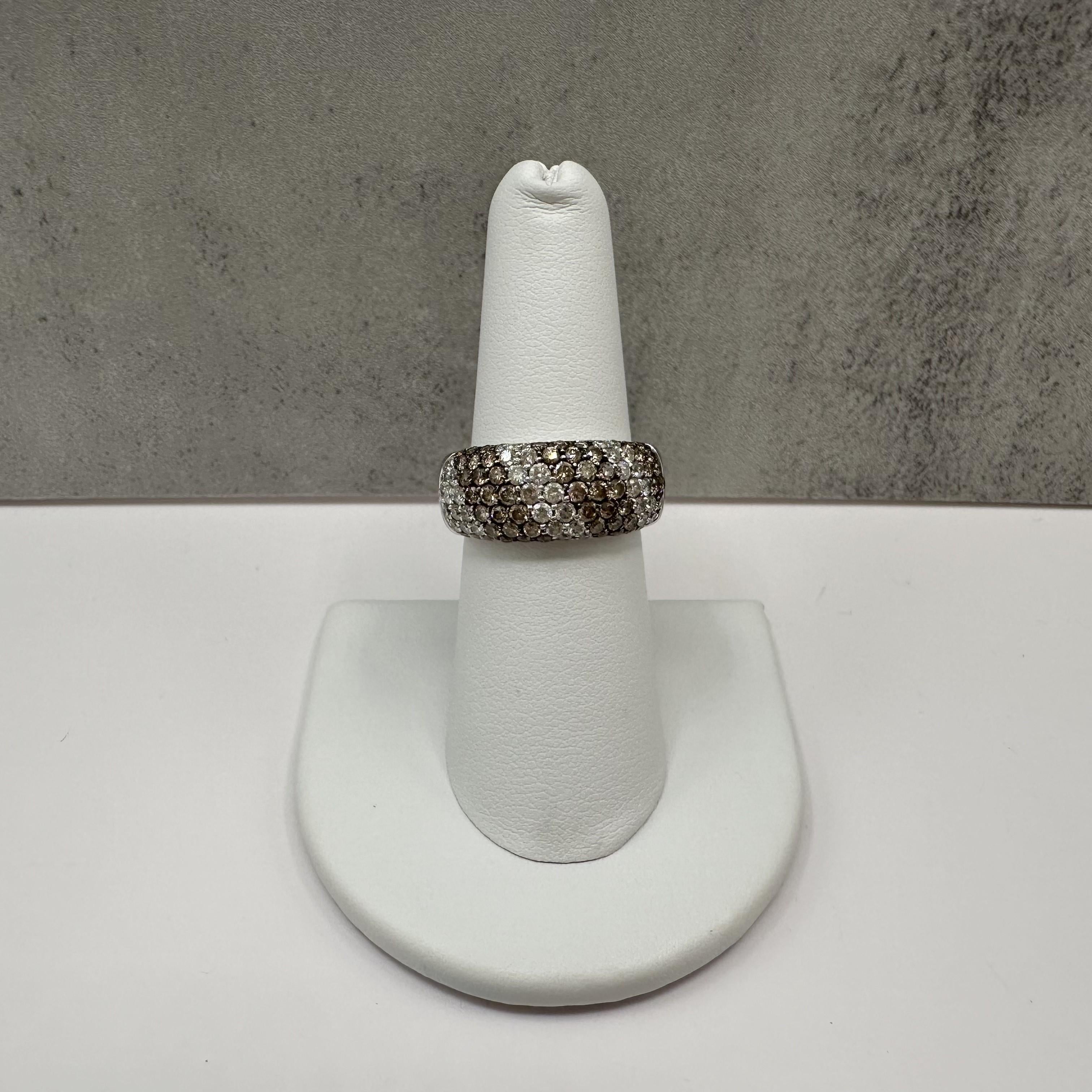1.10ctw Natural Chocolate Diamond Ring 14K White Gold Size 7