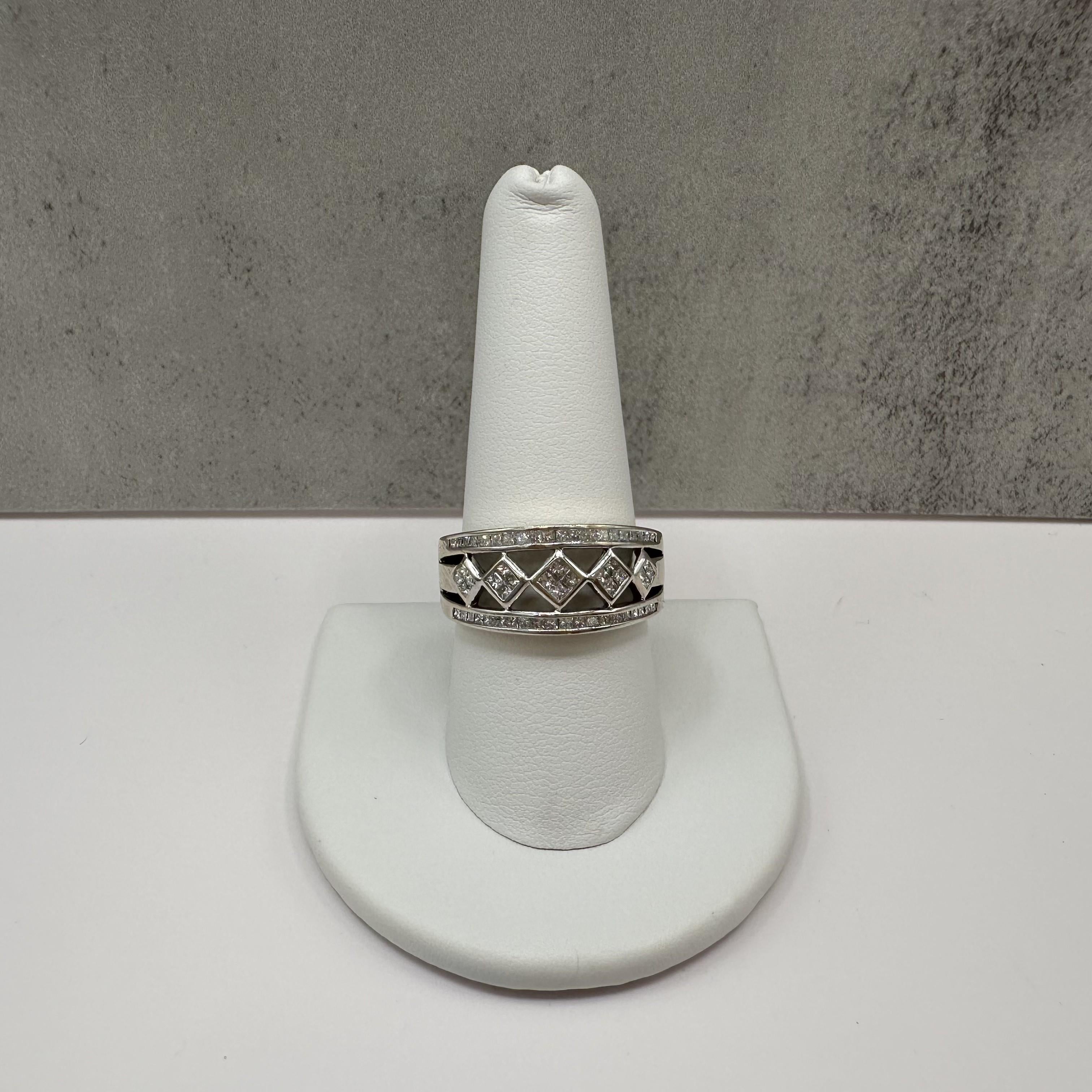 Estate 0.50ctw Princess Cut Diamond Ring 14K White Gold Size 9.5