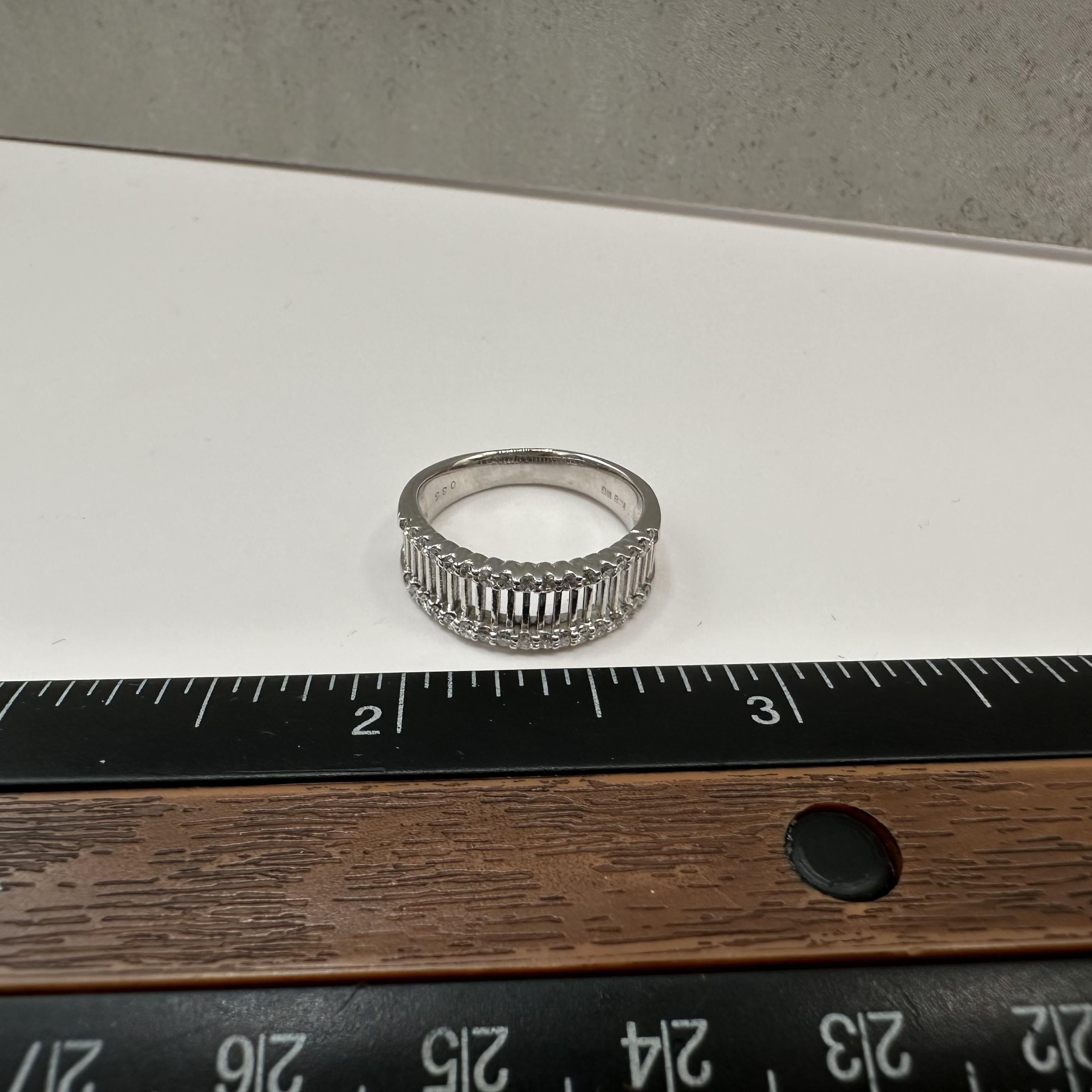 0.35ctw Natural Diamond Bar Ring 18K White Gold Size 6.25
