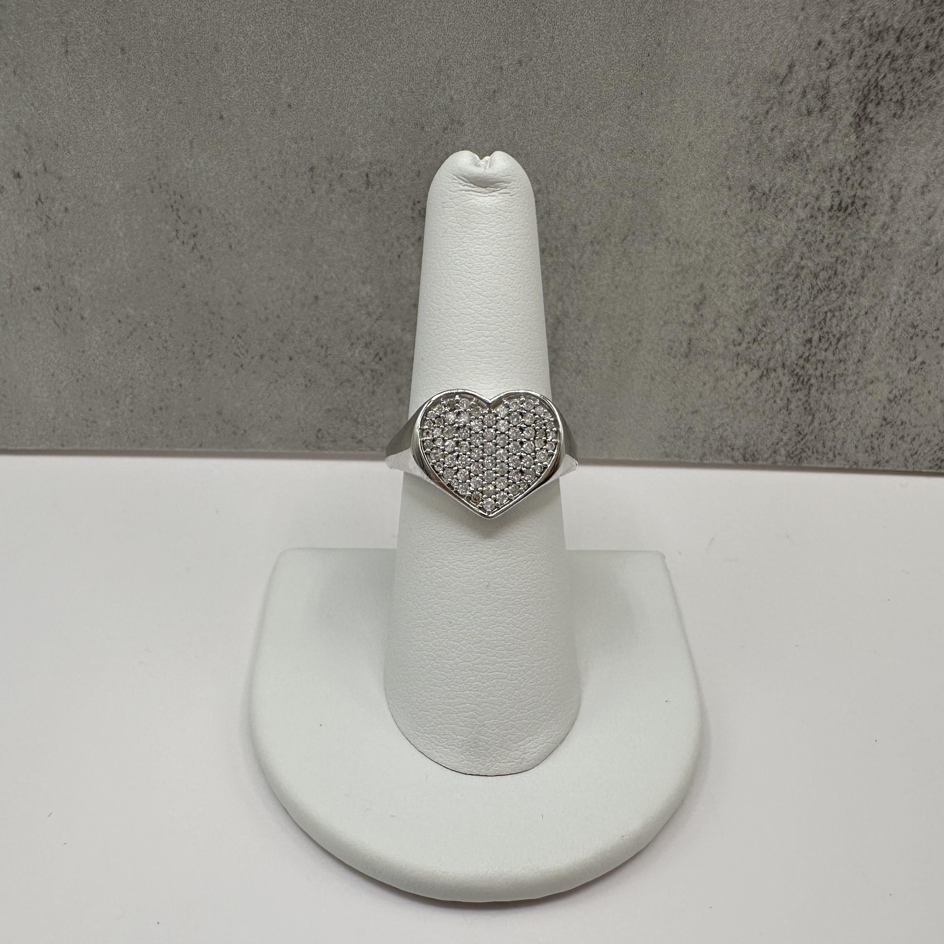 0.50ctw Natural Diamond Heart Ring 10K White Gold Size 7