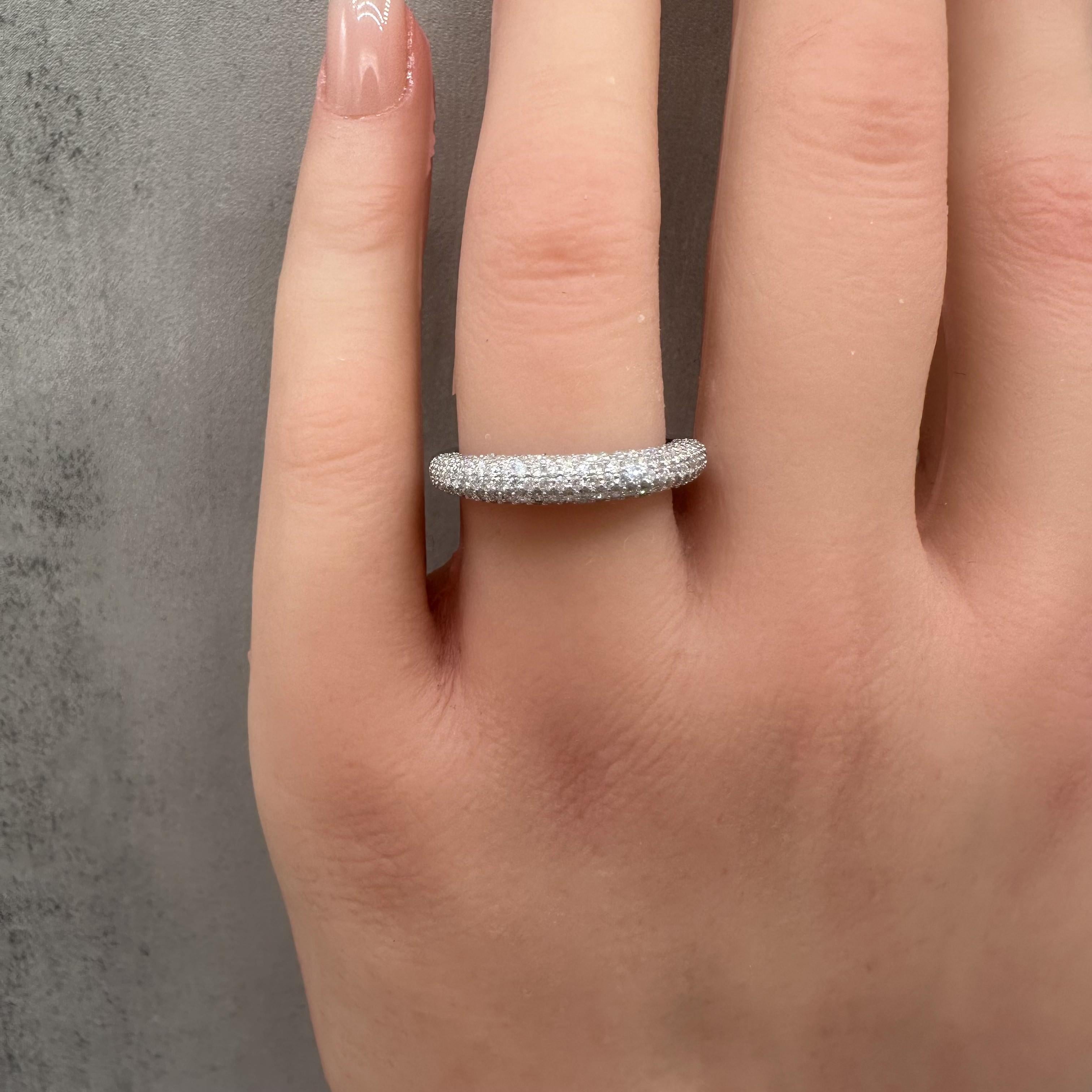 0.80ctw Natural Diamond Pave Ring 14K White Gold Size 7.75