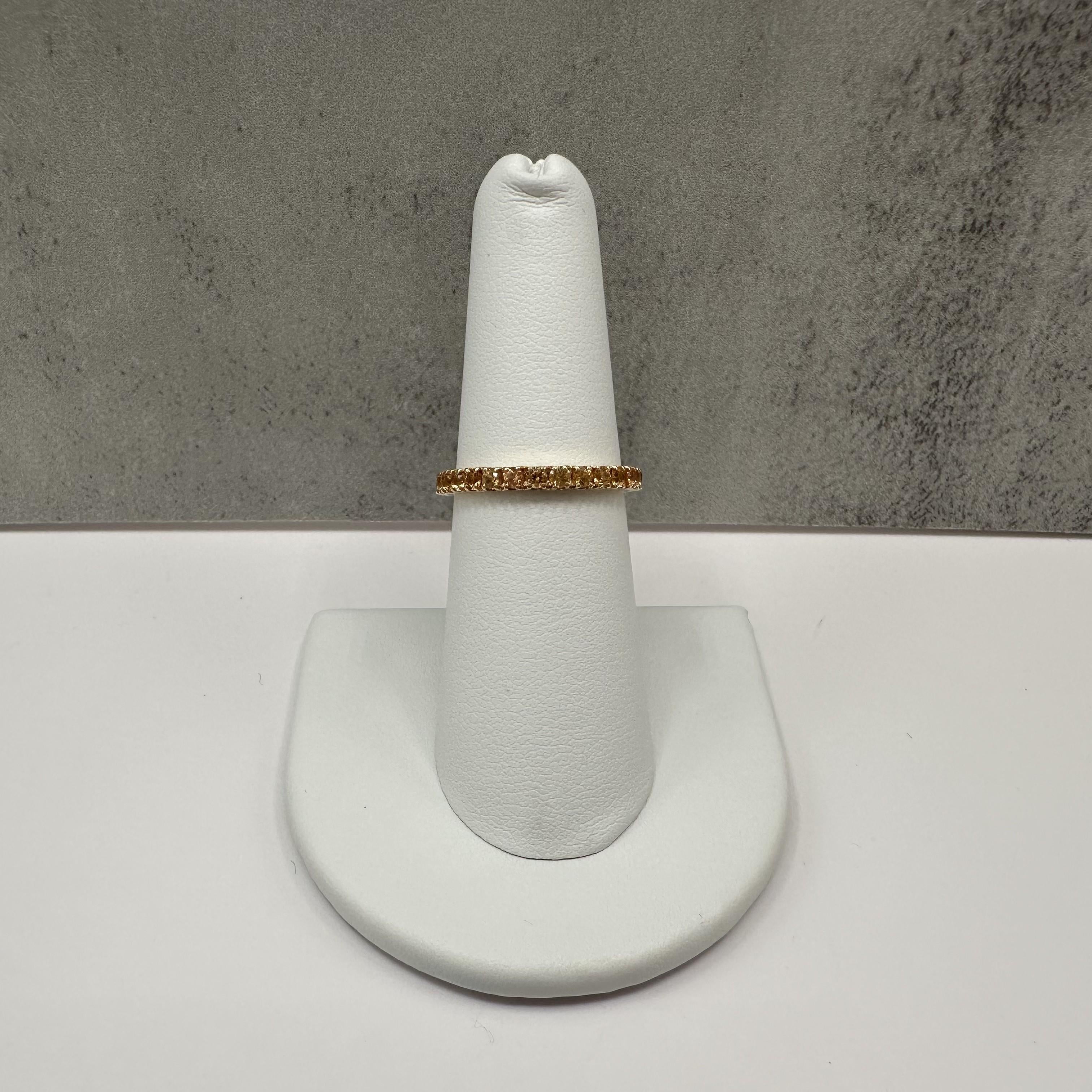 1.40ctw Yellow Orange Sapphire Eternity Ring 14K Gold Size 6.5