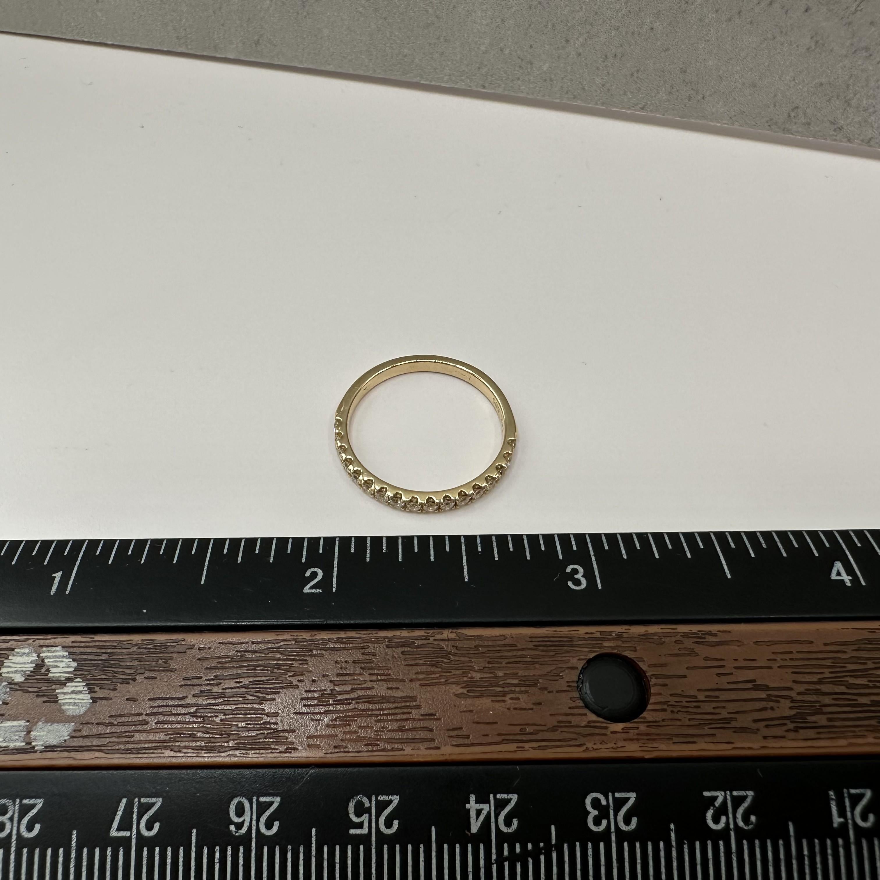 0.25ctw Natural Diamond Half Eternity Ring 14K Yellow Gold Size 6.75