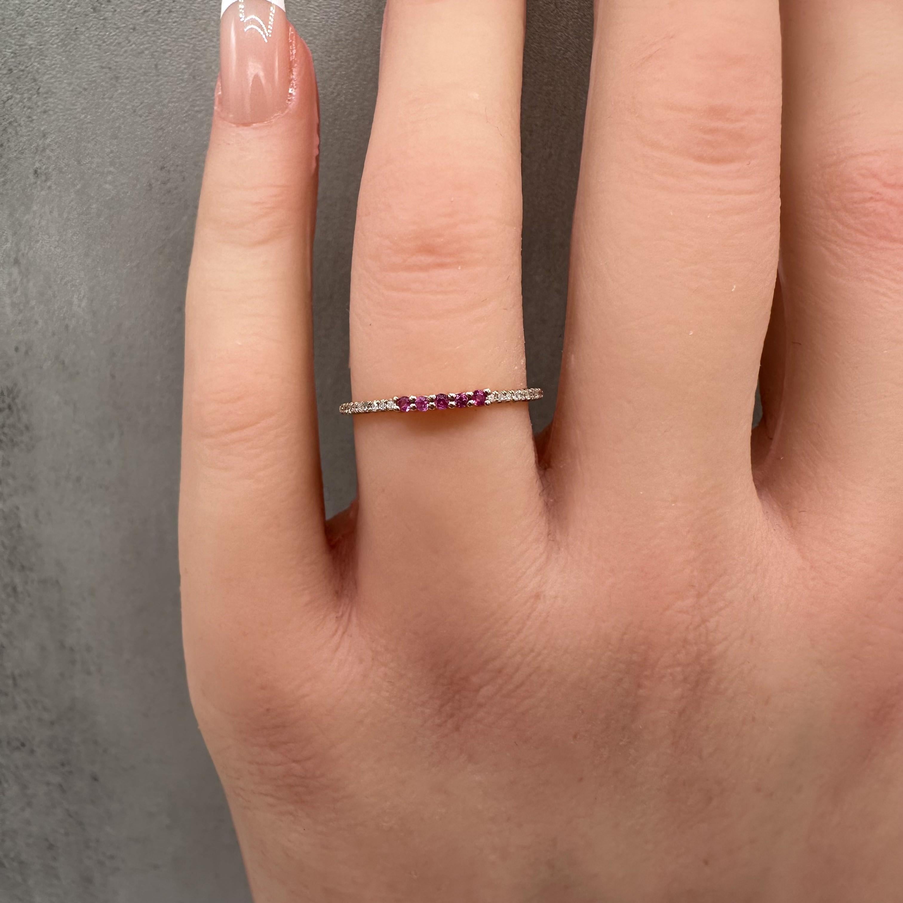 Ruby Diamond Stackable Band 14K Rose Gold 0.14ctw Size 6.5