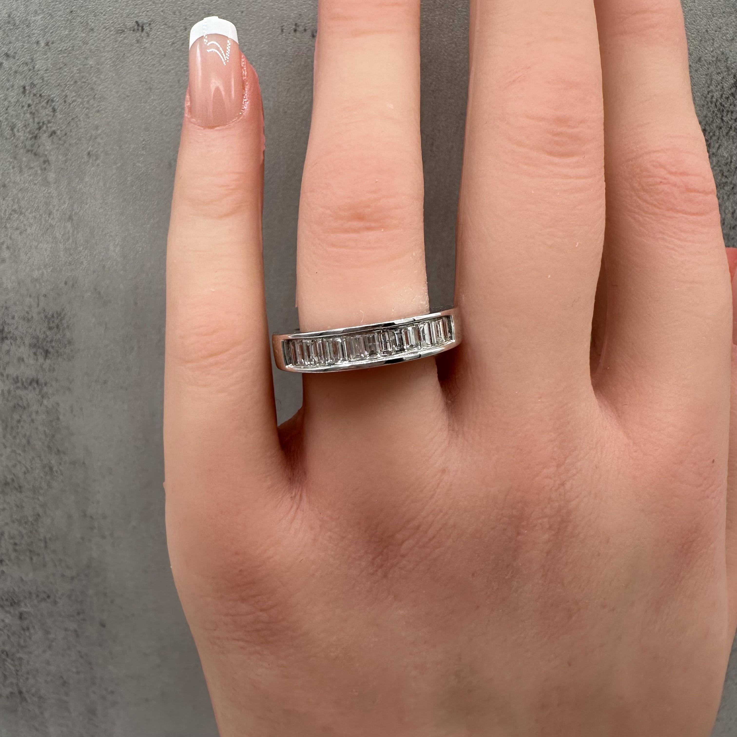 1ctw Channel Set Baguette Diamond Ring 14K White Gold Size 7