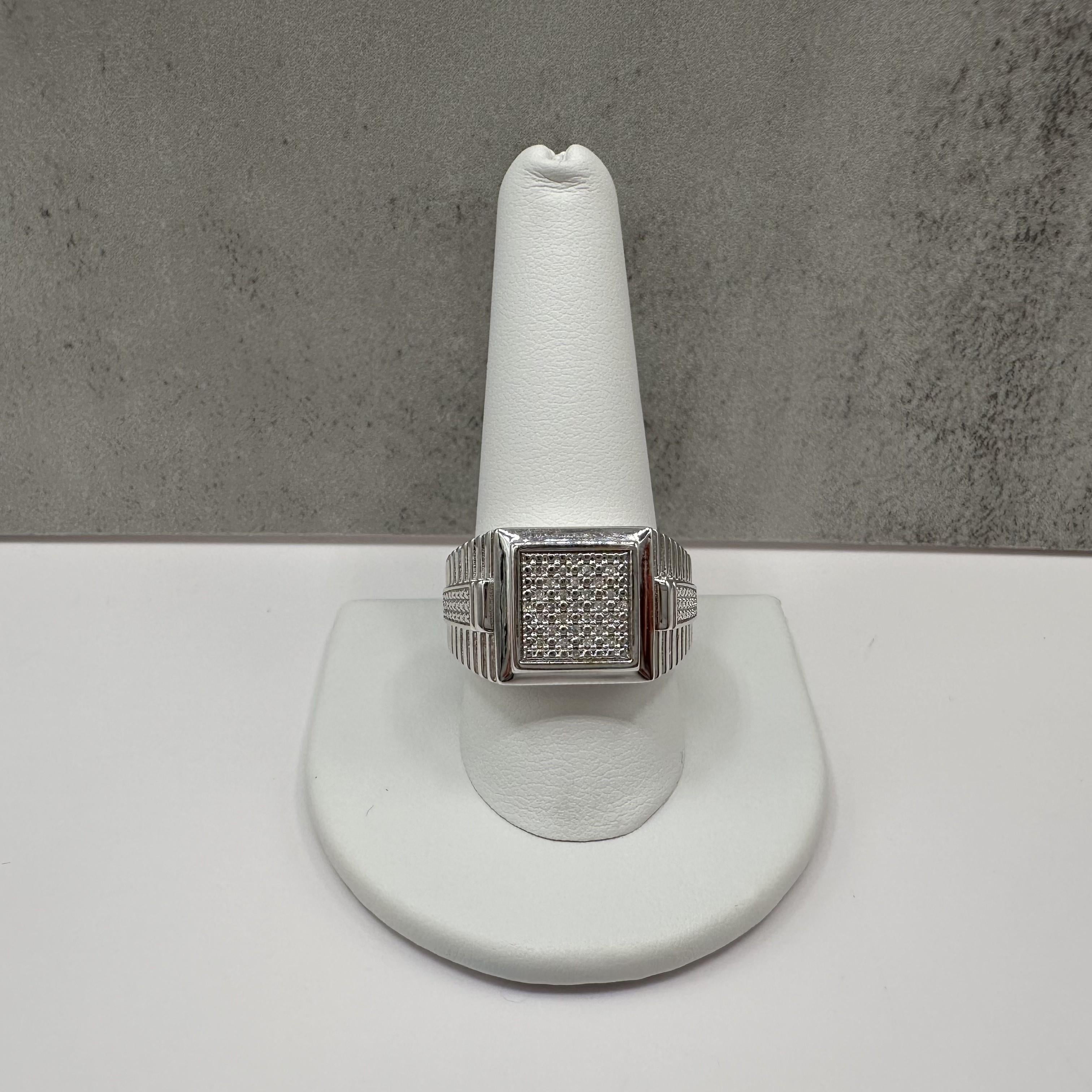 0.10ctw Mens Diamond Ring Sterling Silver Size 10.5