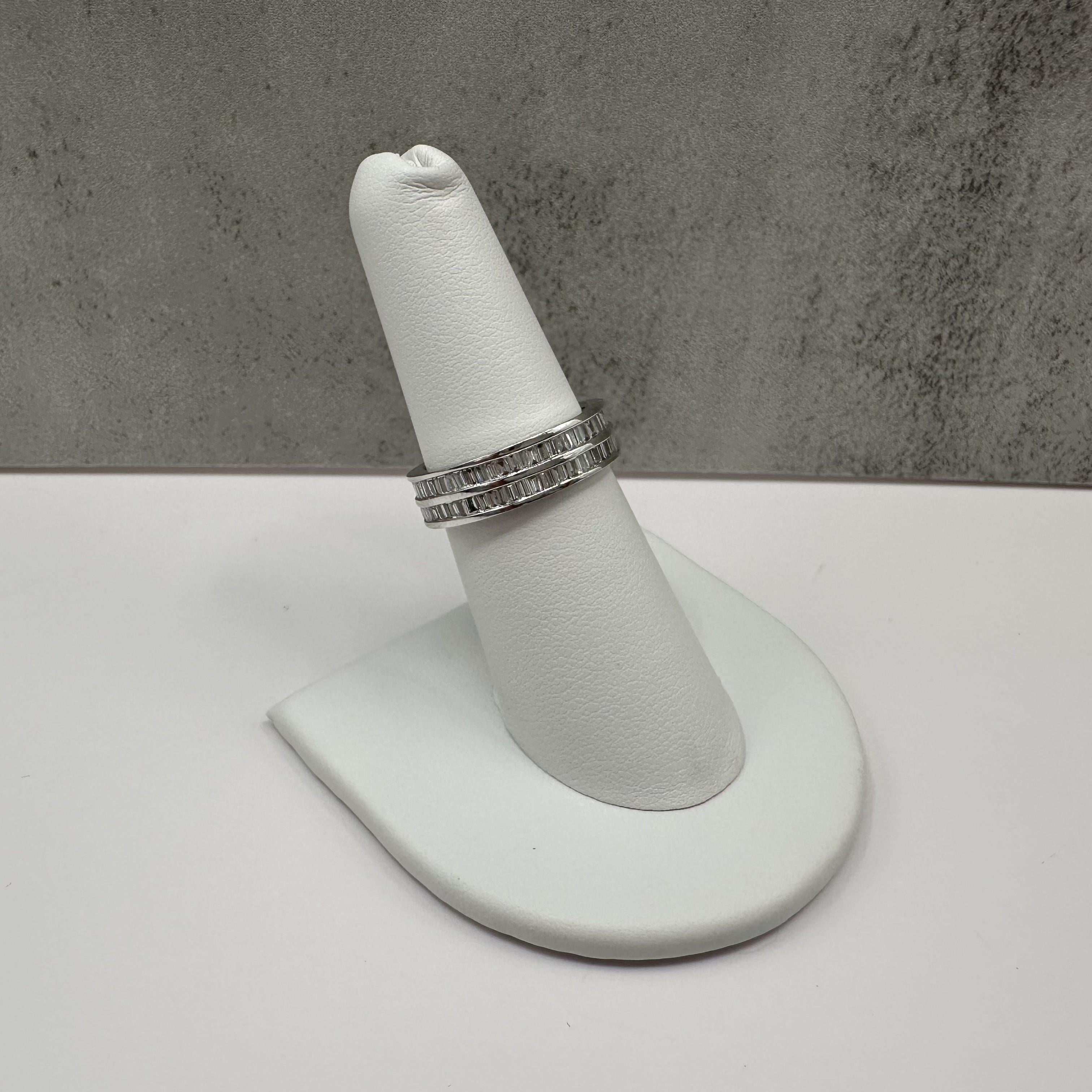 1ctw Double Row Baguette Diamond Ring 14K White Gold Size 6.75