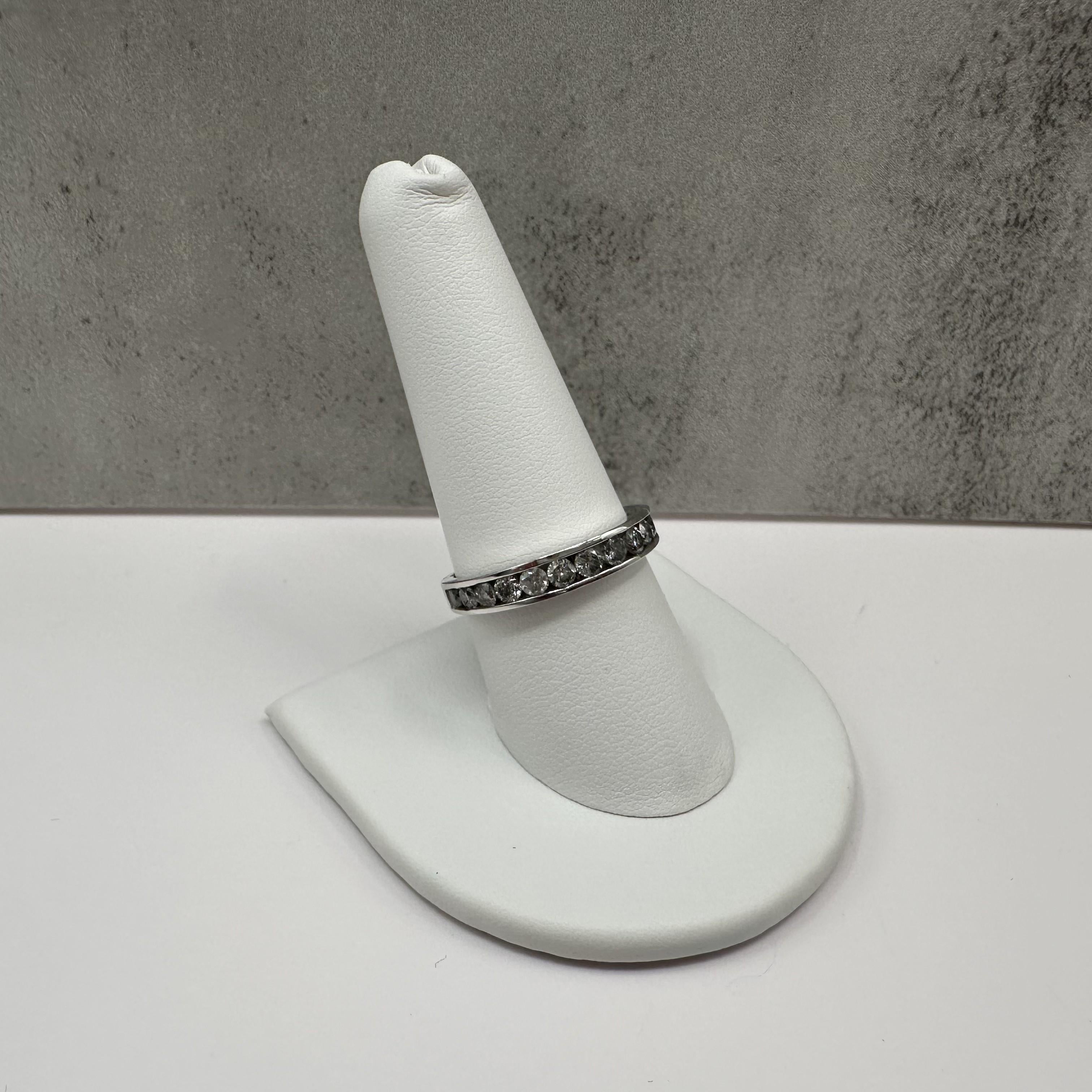 1ctw Channel Set Natural Diamond Ring 10K White Gold Size 9