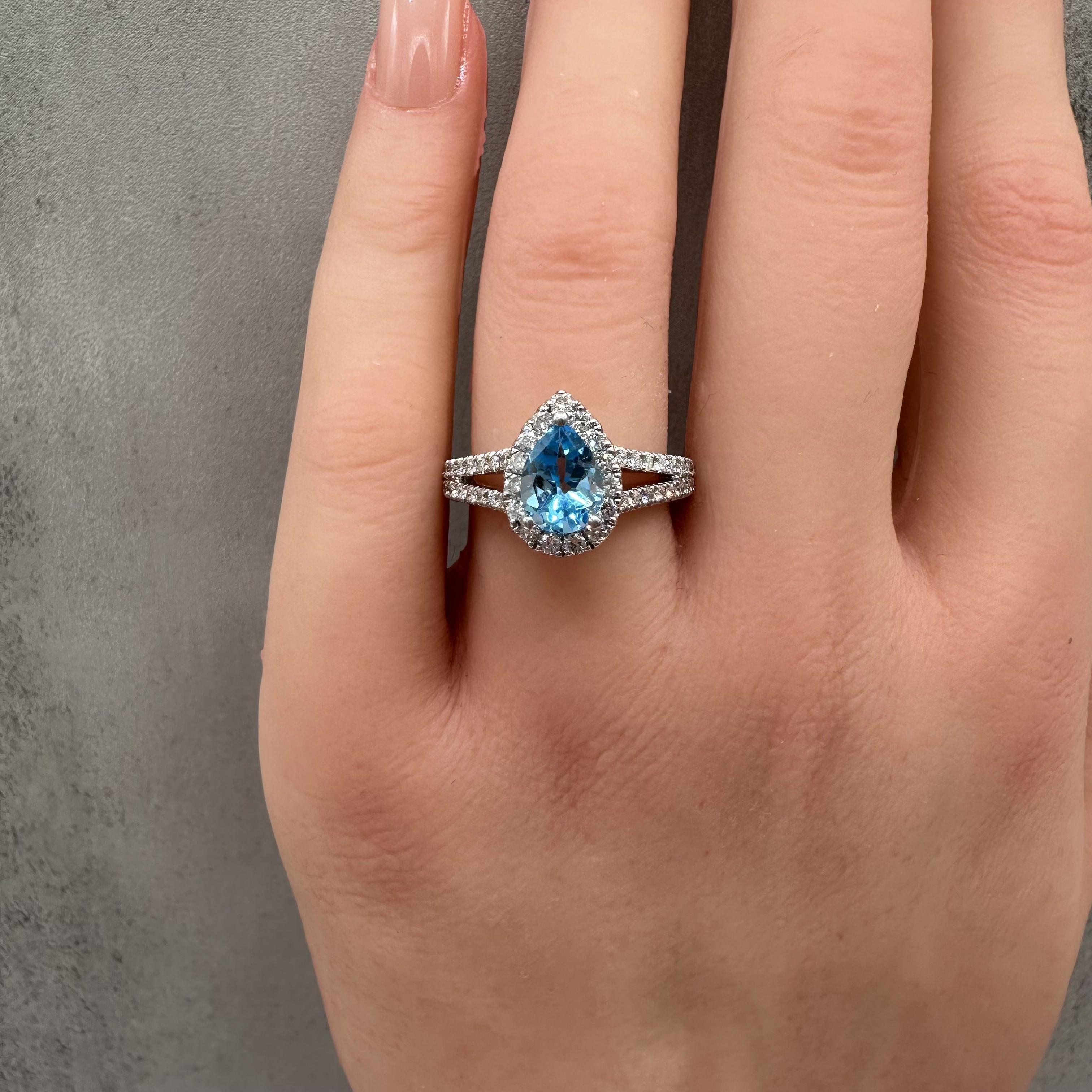 Topaz Diamond Cocktail Ring 14K White Gold 0.75ctw Size 7
