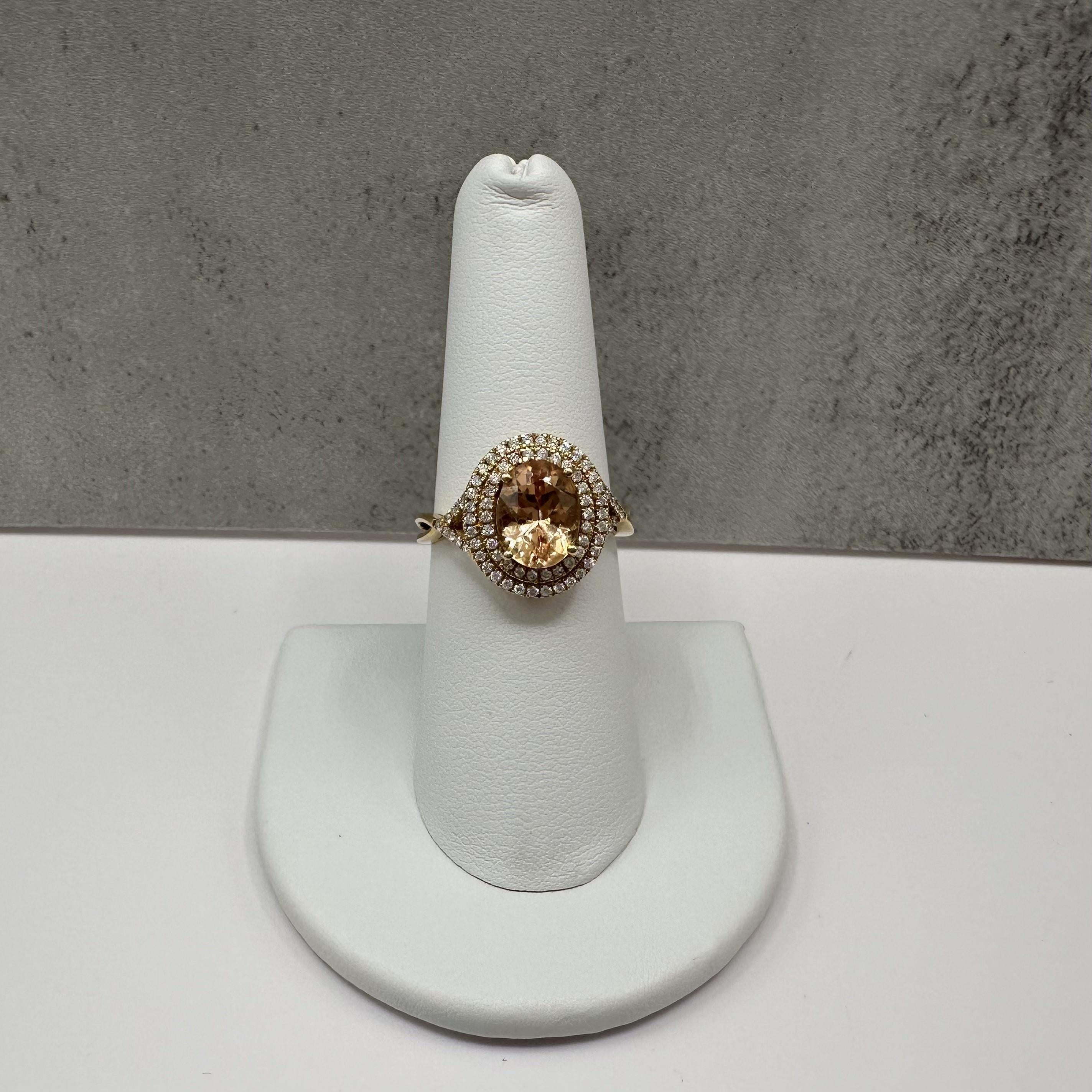 Iliana Orange Gemstone Diamond Ring 18K Yellow Gold 0.40ctw Size 7