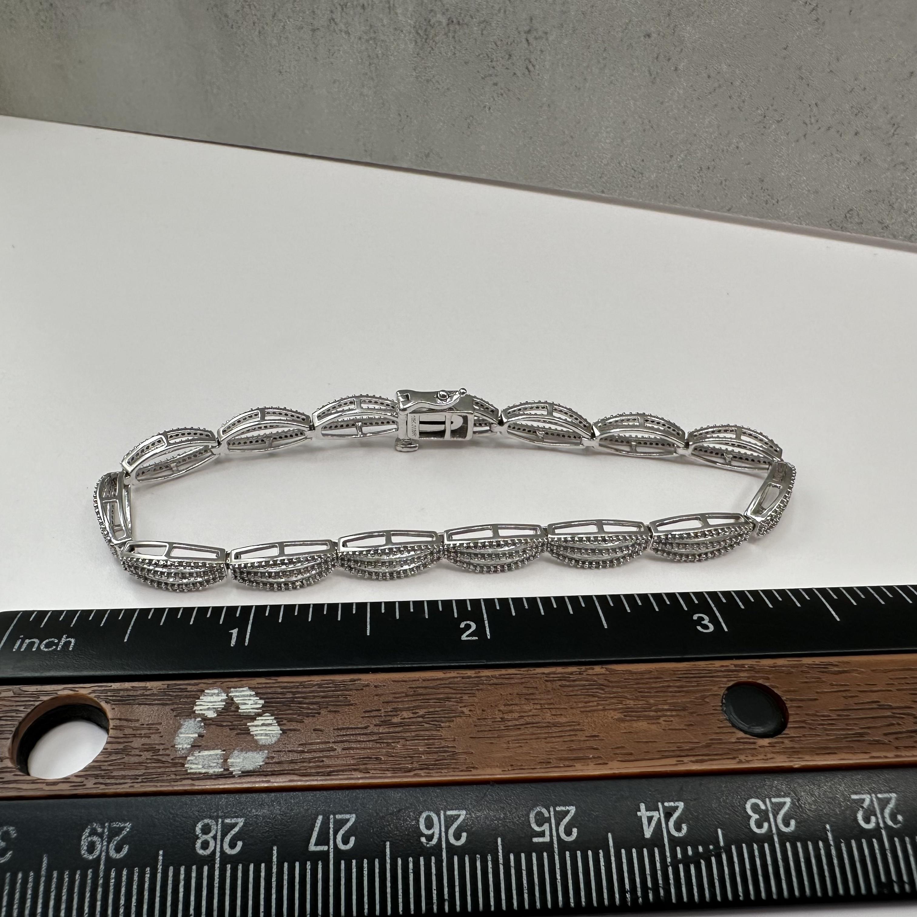 1ctw Diamond Bracelet 10K White Gold 7in