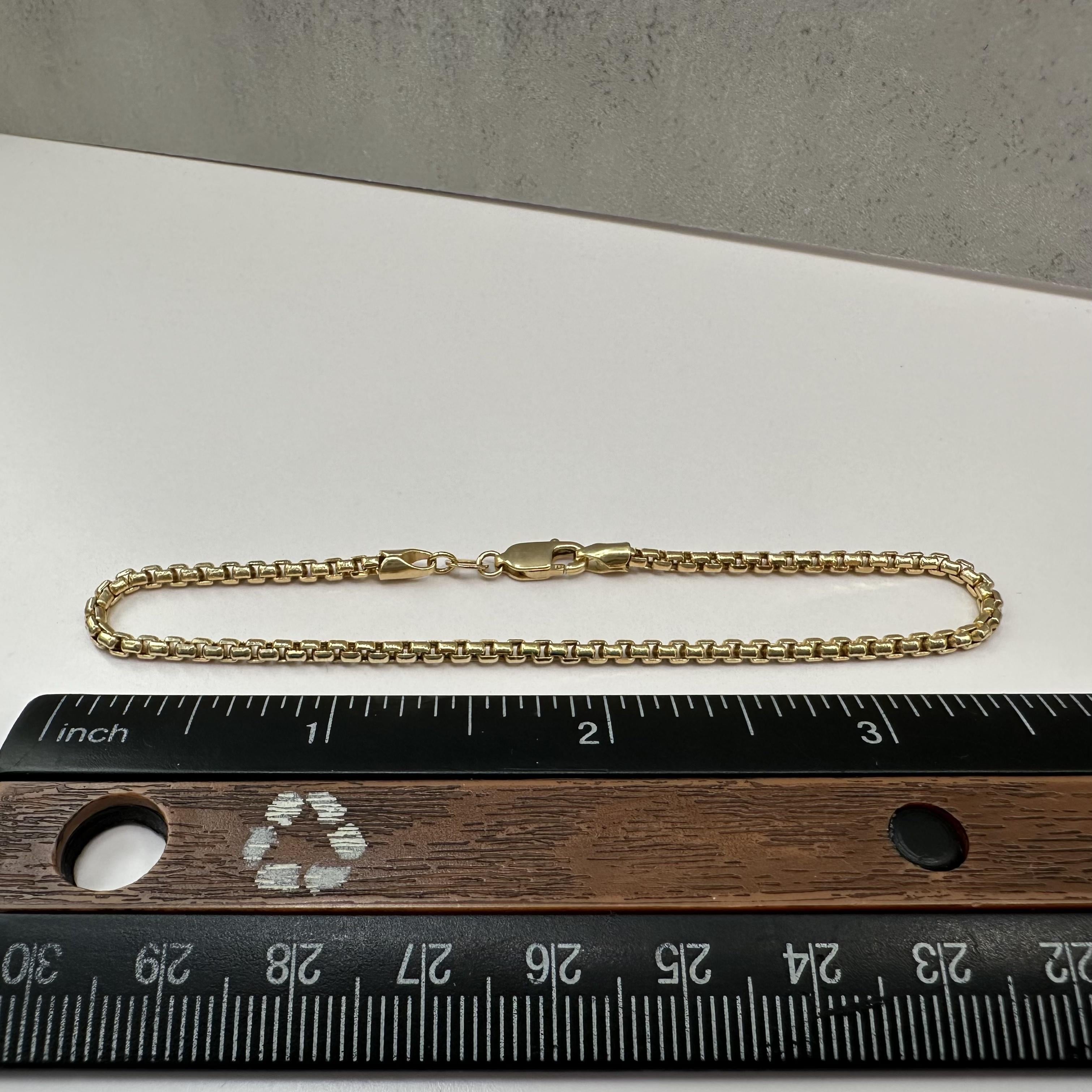 14kt Yellow Gold Rounded Box Chain Bracelet – 7.75in, 2.4mm, 2.93g, New