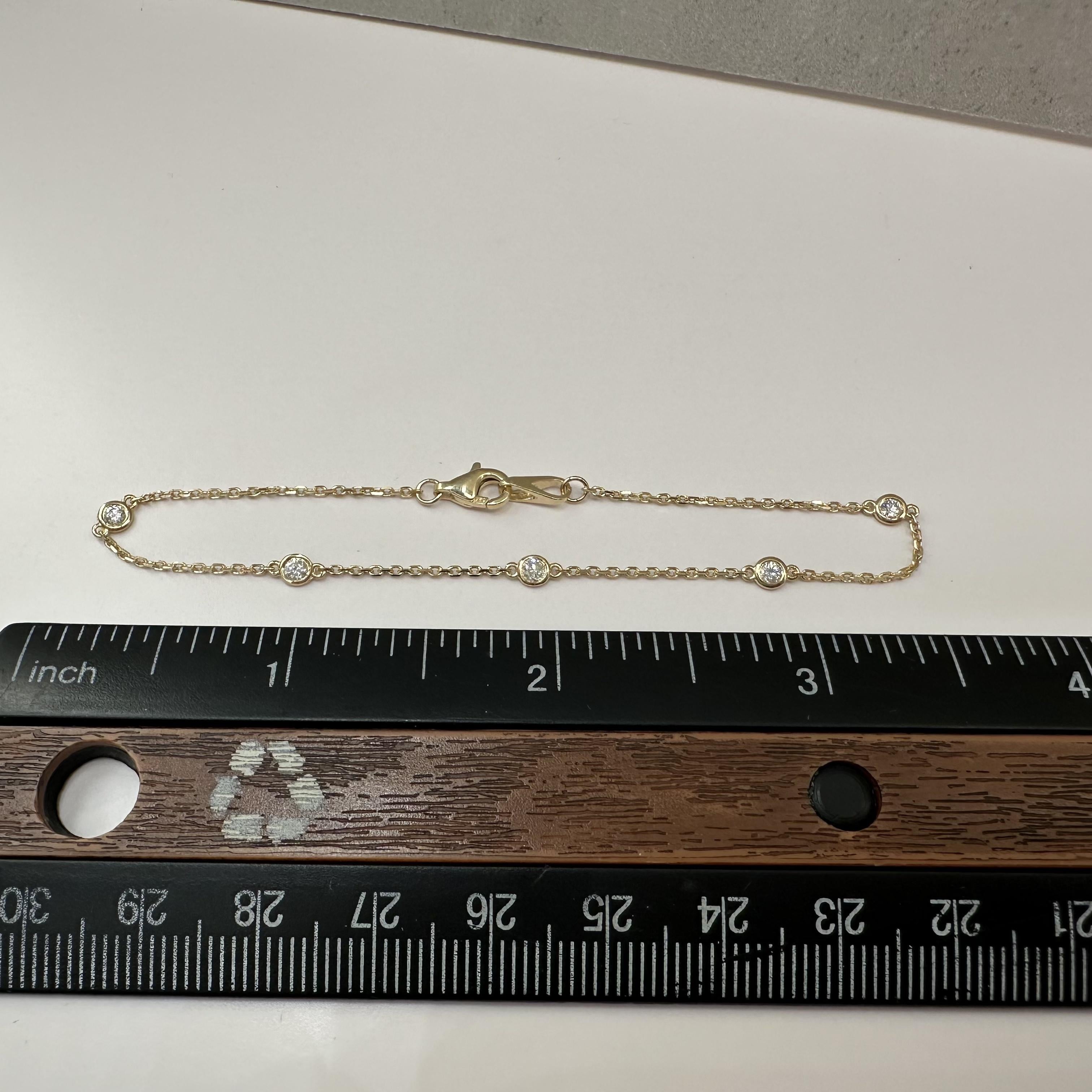 Diamond Station Bracelet in 14kt Yellow Gold – 0.22ctw, 7in, New