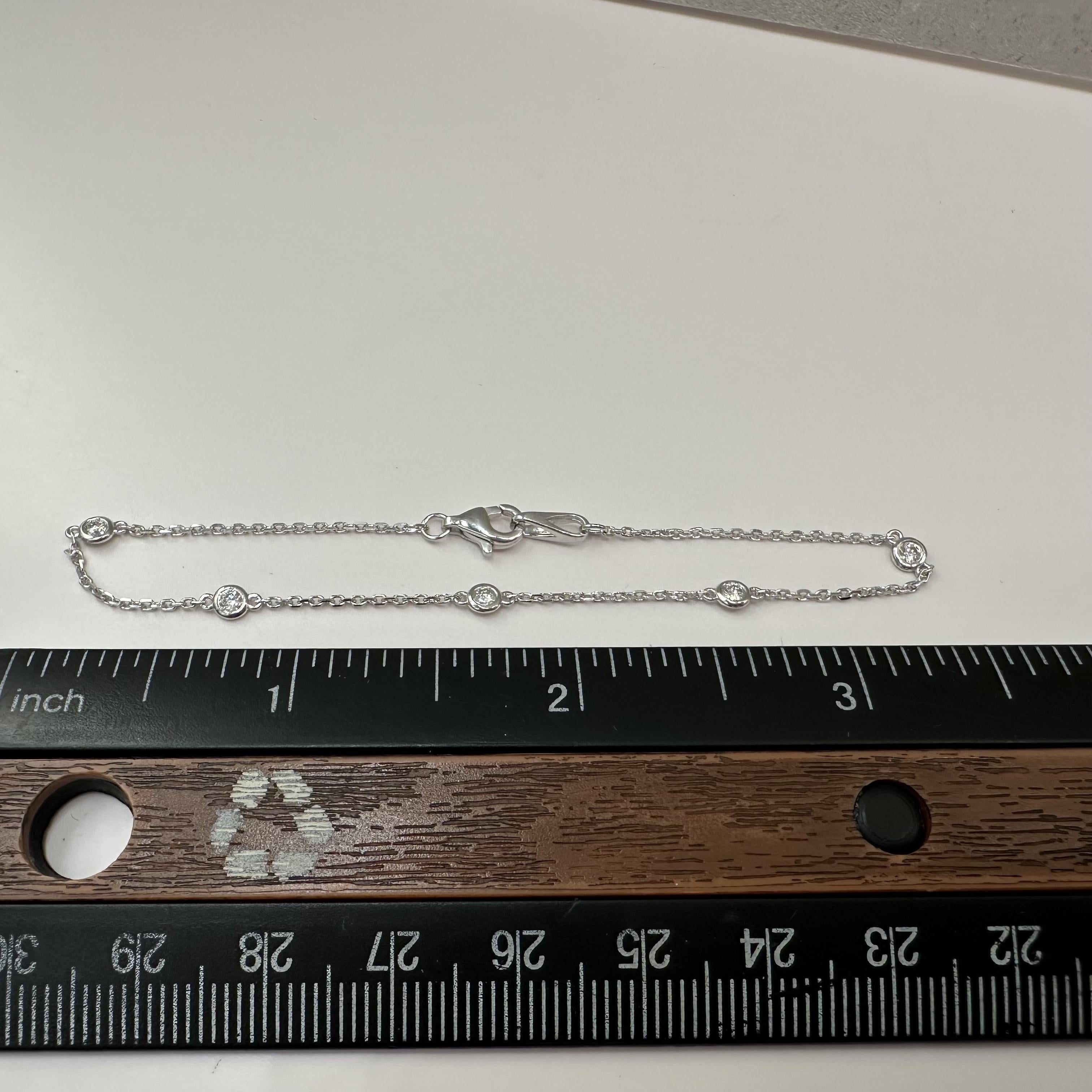 Diamond Station Bracelet in 14kt White Gold – 0.22ctw, 7in, New