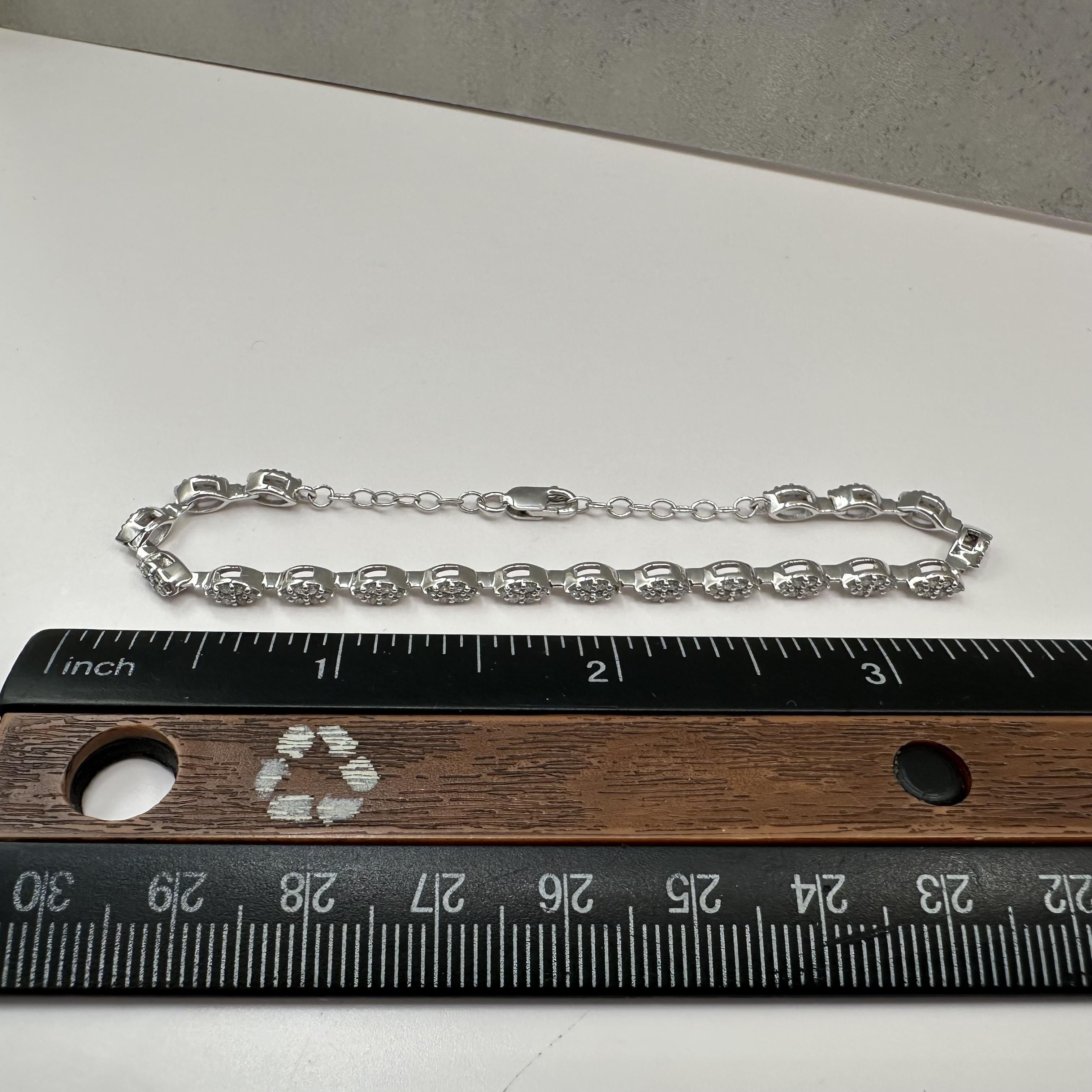 0.81ct Diamond Bracelet 14K White Gold Adjustable 5 to 7in