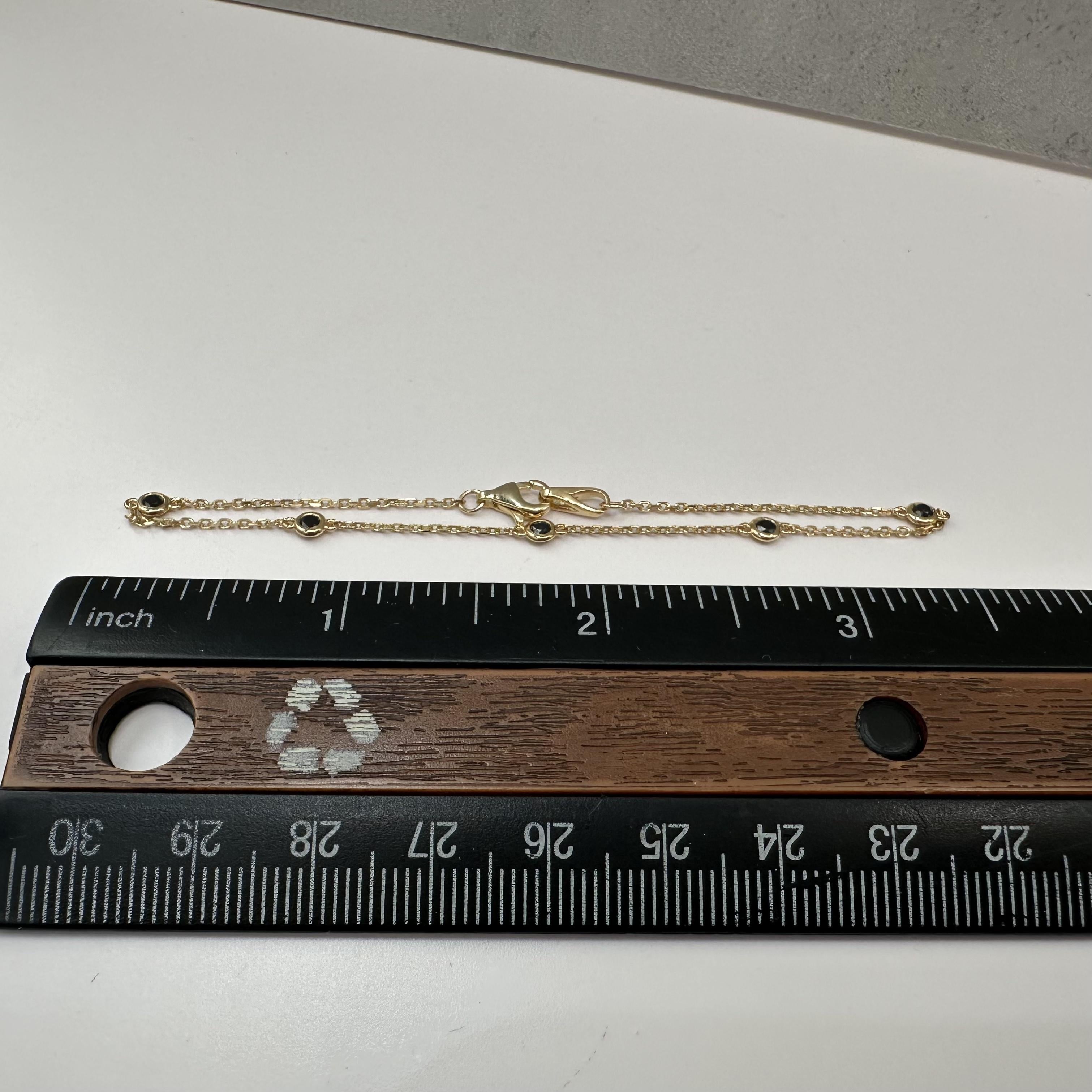 Black Diamond Station Bracelet in 14kt Yellow Gold – 0.25ctw, 7in, New
