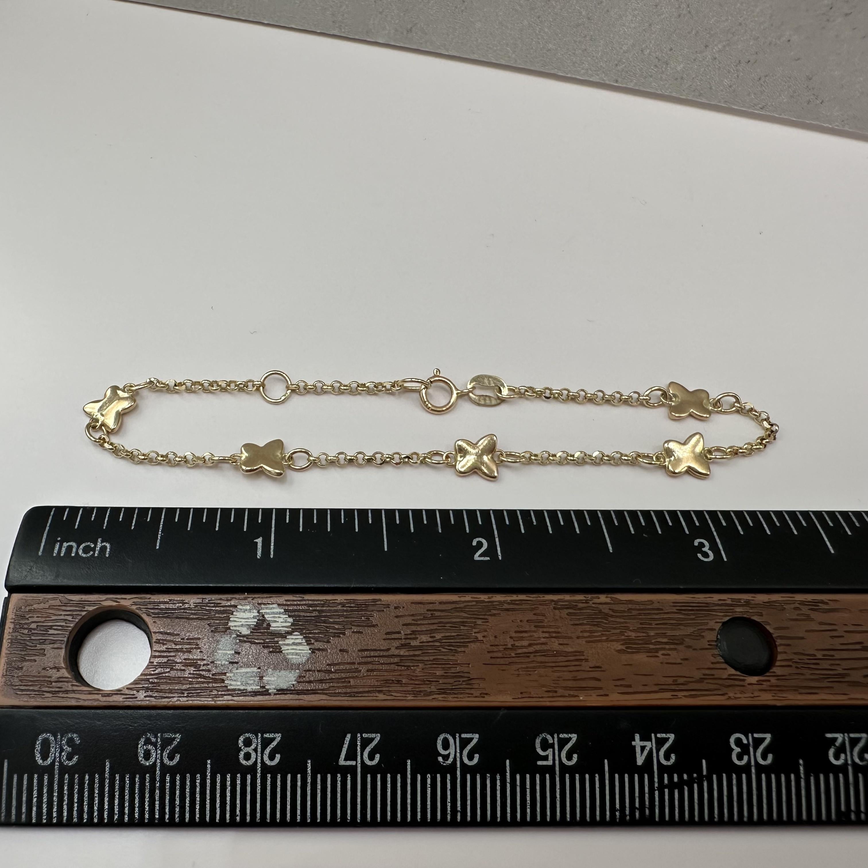 Butterfly Bracelet in 14kt Yellow Gold – Adjustable 6.25–7in, 2.02g, New