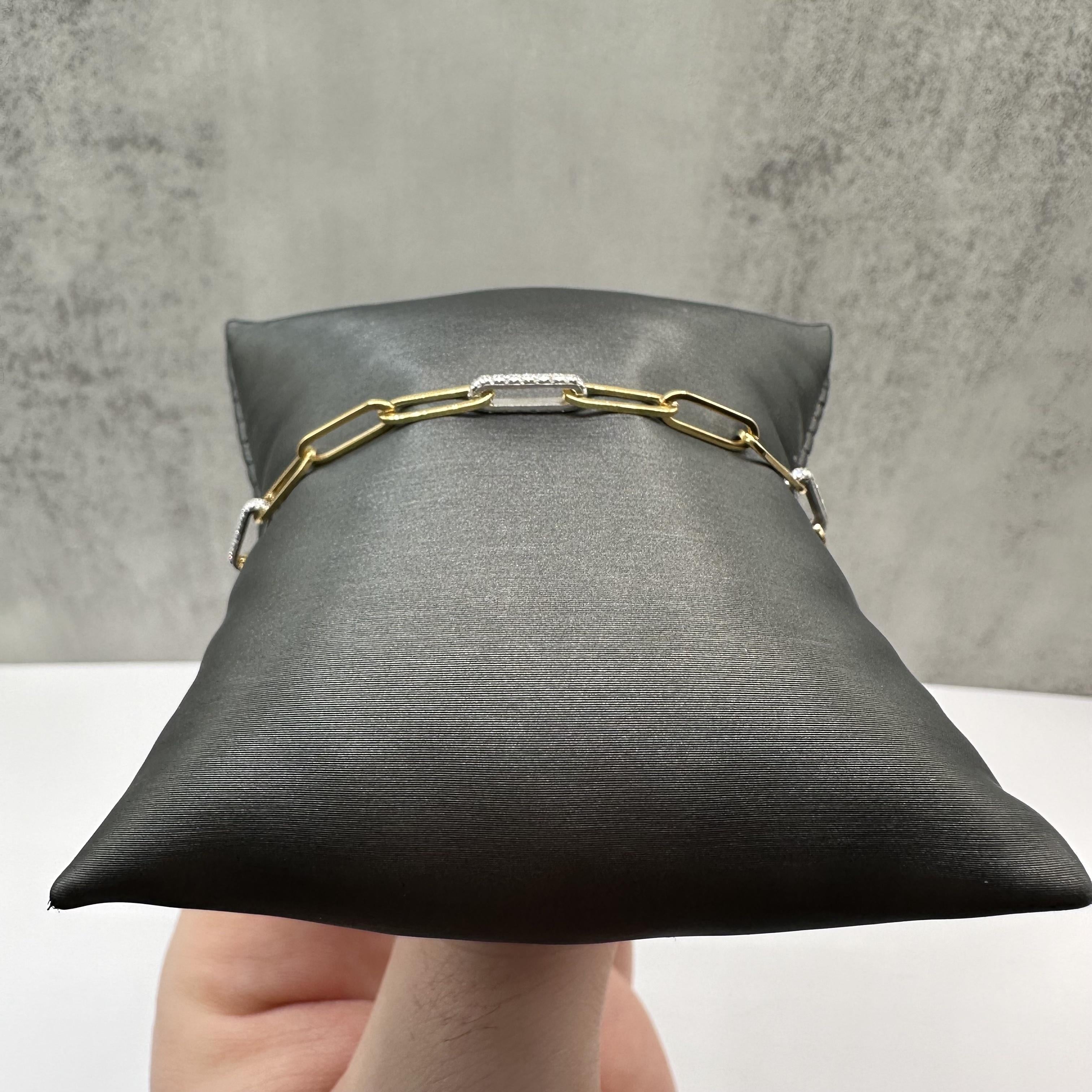 Diamond Paperclip Bracelet 14K Yellow Gold 0.30ct GH SI 7in