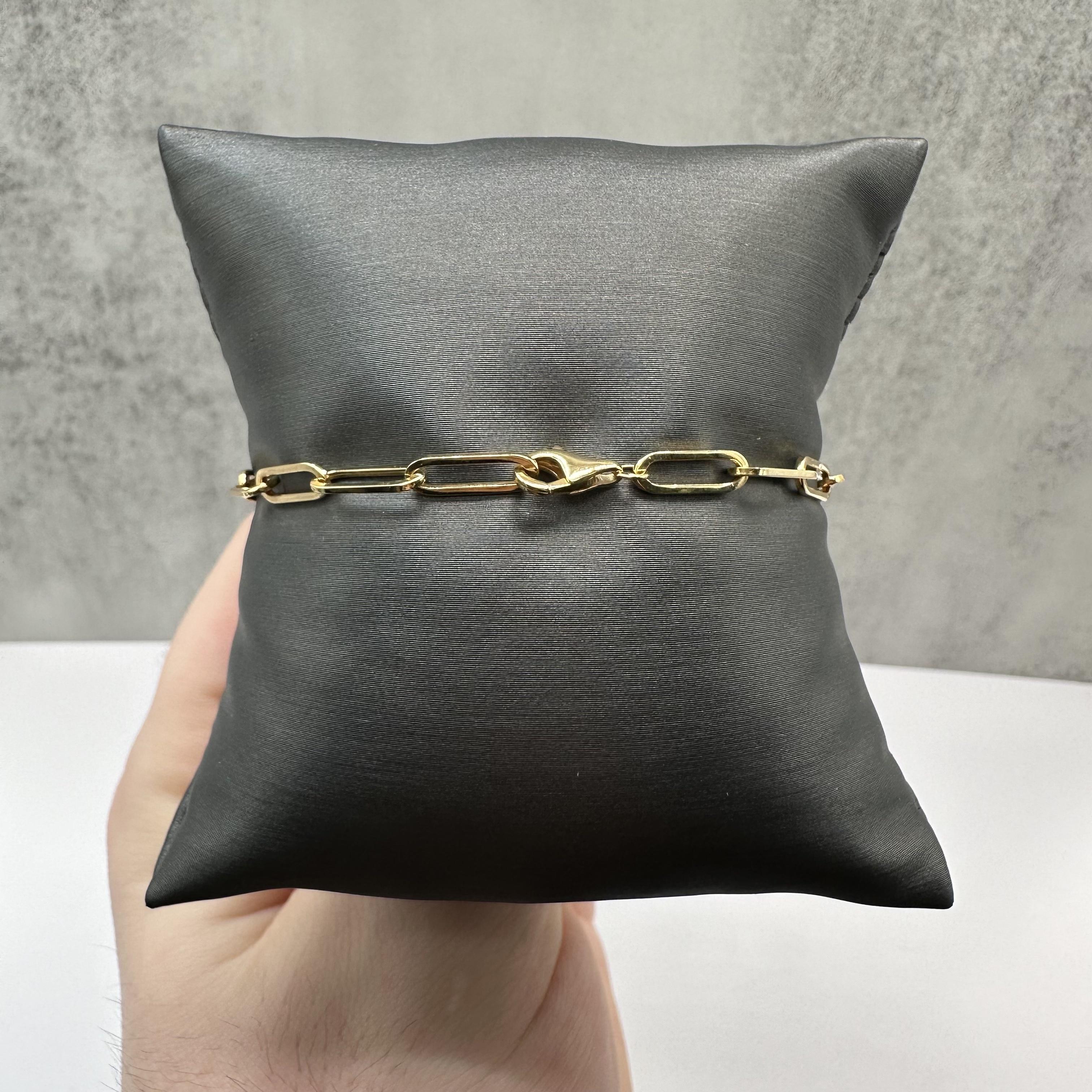 Diamond Paperclip Bracelet 14K Yellow Gold 0.30ct GH SI 7in