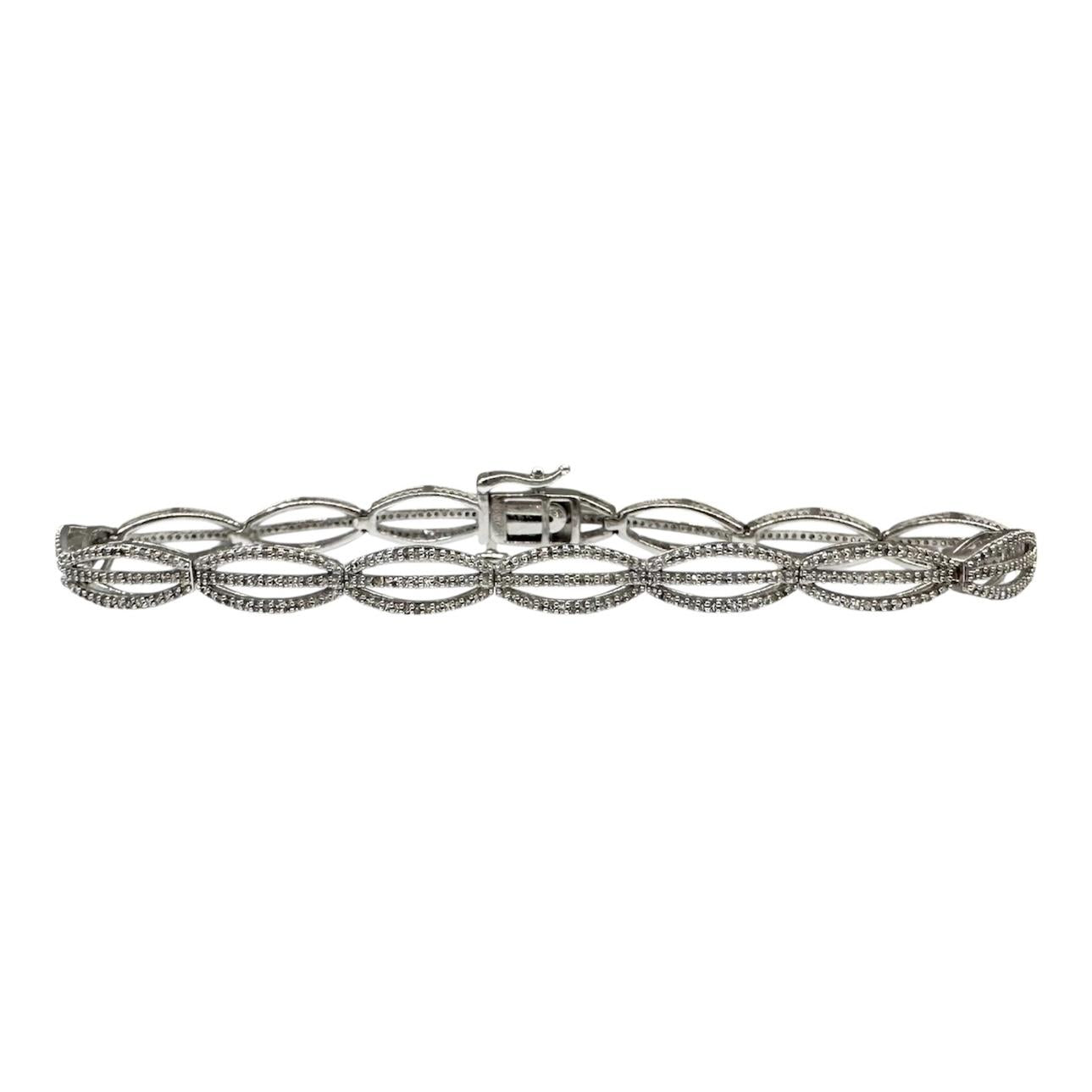 1ctw Diamond Bracelet 10K White Gold 7in