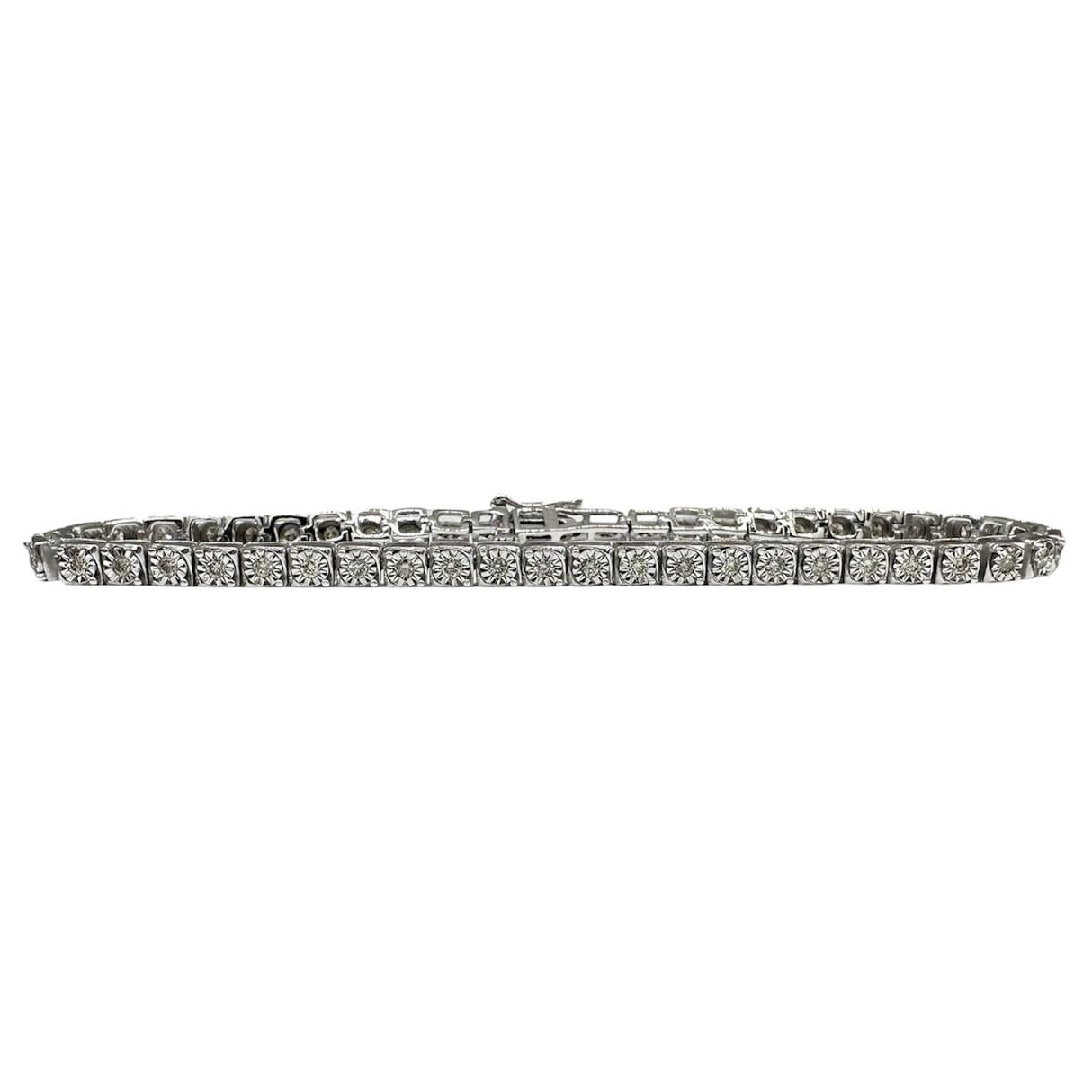 Diamond Tennis Bracelet in Sterling Silver – 1ctw, 7.75in, New
