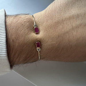 Ruby and Sapphire Flex Bangle in 14kt Yellow Gold, New