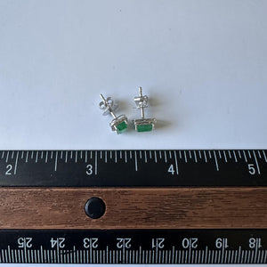 Beautiful Emerald and Diamond Studs in 10kt White Gold, Push Backs, New