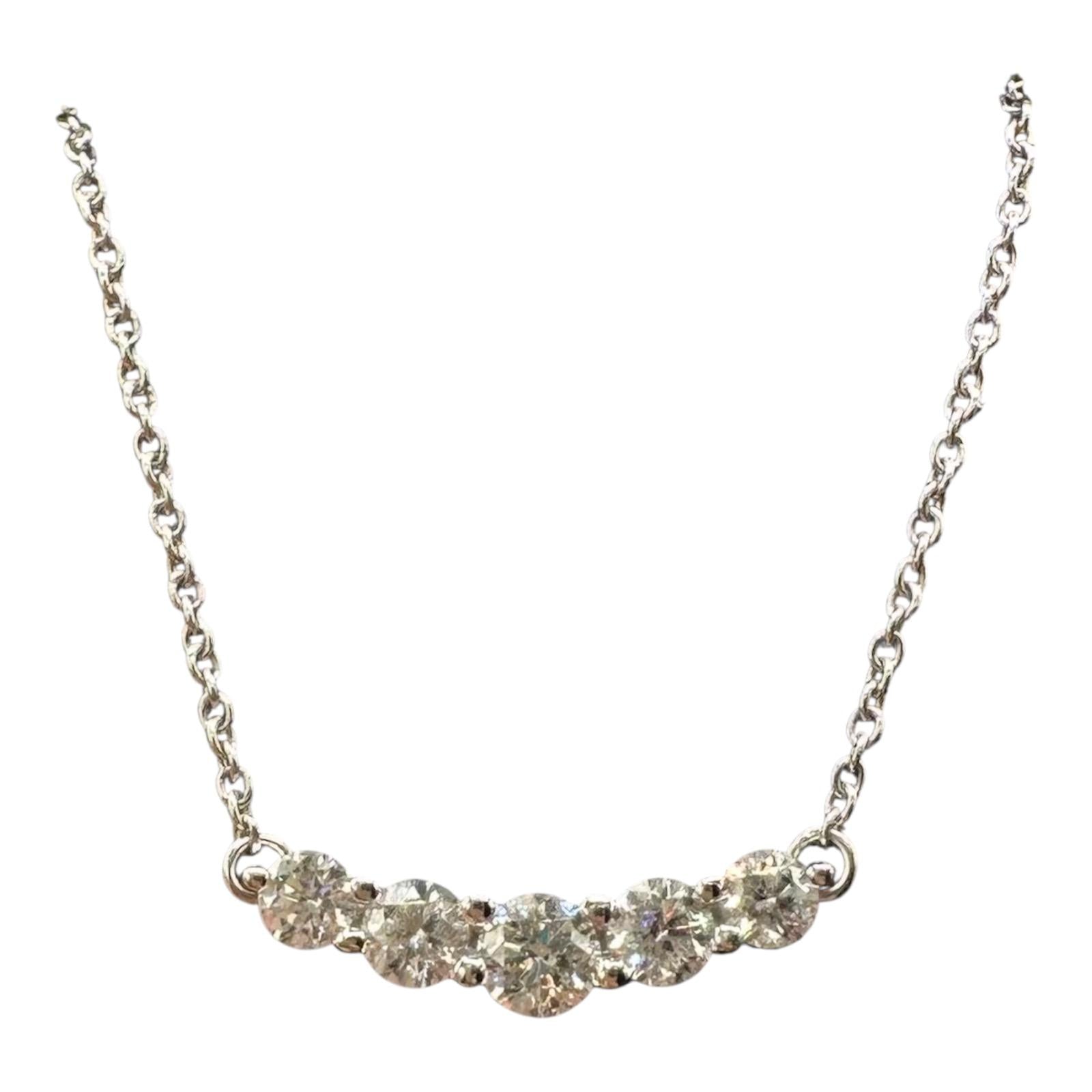 Graduated Diamond Bar Necklace 14K White Gold 0.50ctw GH SI2 I1 18in