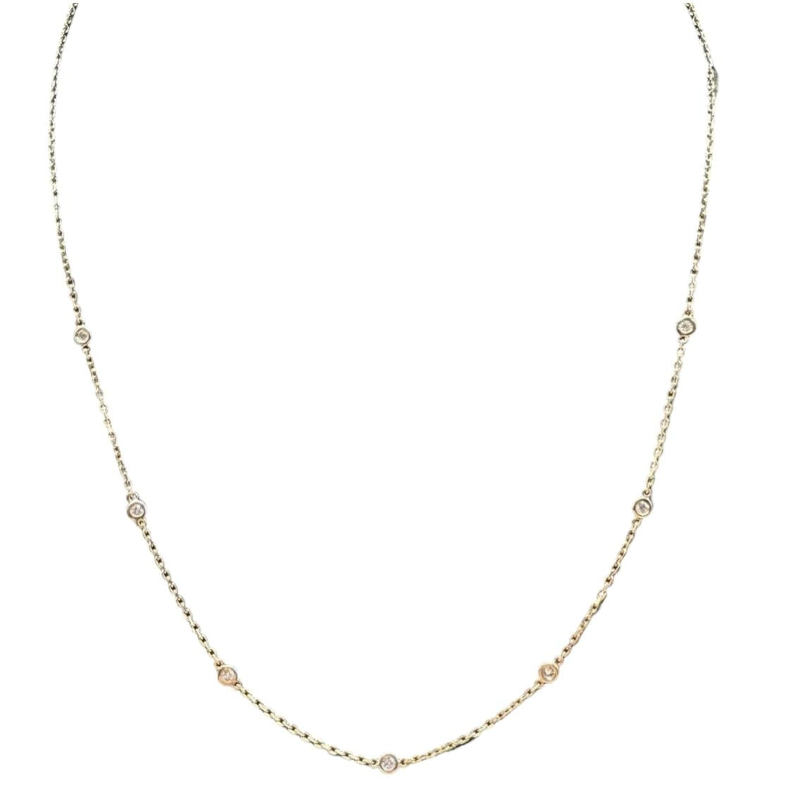 Diamond Station Necklace 18K Yellow Gold 0.21ctw GH SI Adjustable 16 to 18in