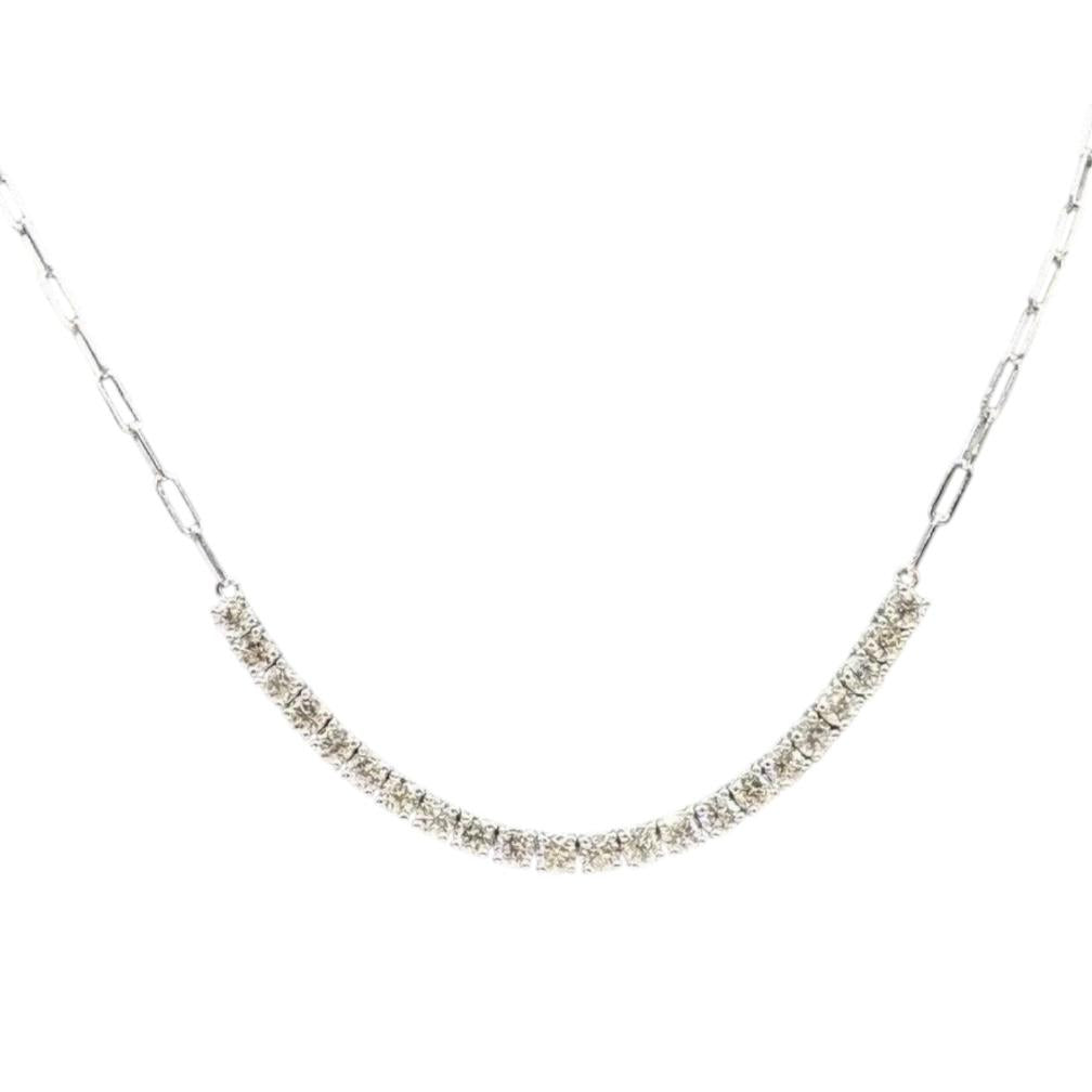 Diamond Tennis Link Necklace 14K White Gold 3ctw 19in New