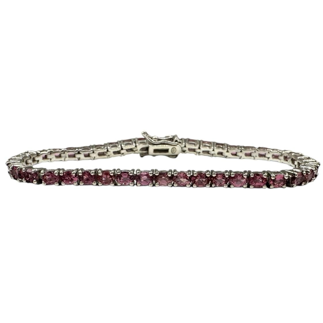 Pink Tourmaline Tennis Bracelet Sterling Silver 3mm Oval 7in 10.7g New