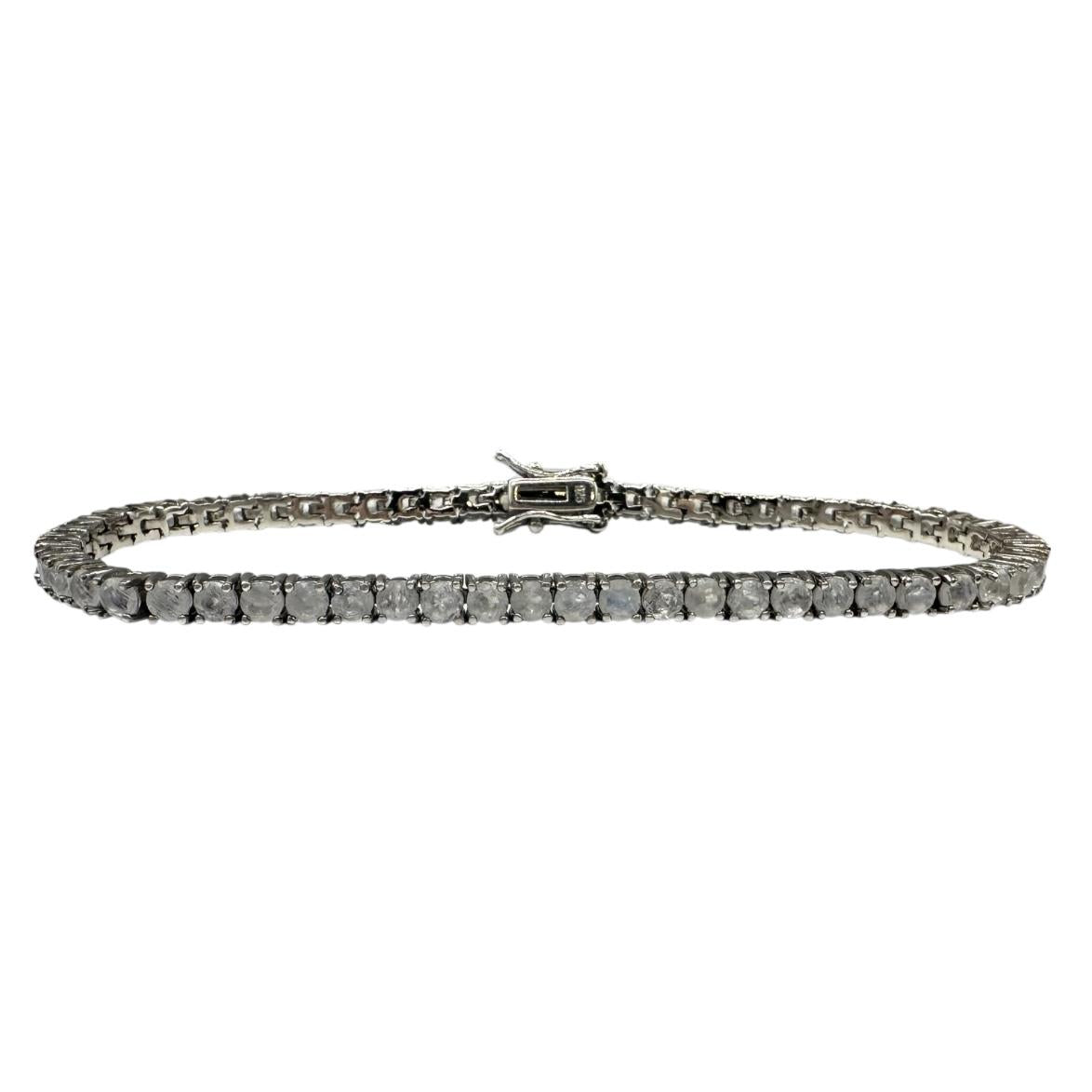 Moonstone Tennis Bracelet Sterling Silver 3mm 7.5in 12.2g New