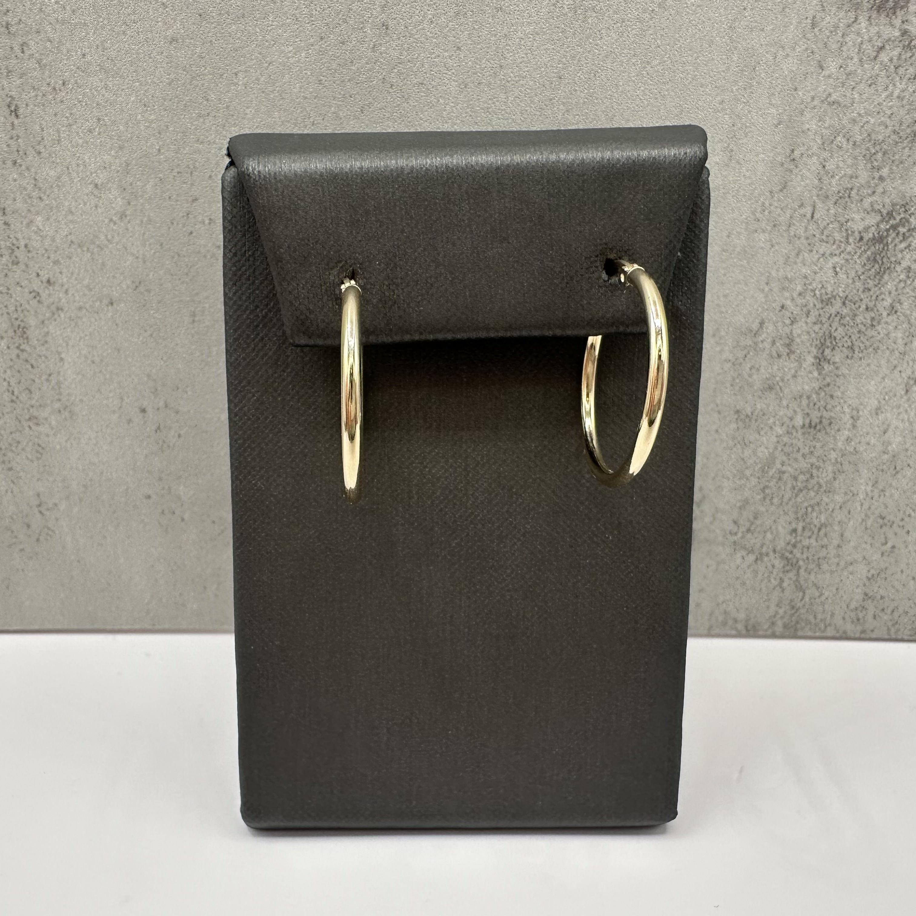 Tube Hoop Earrings 14kt Yellow Gold 24.9mm 2.1mm 1.8g Hollow New