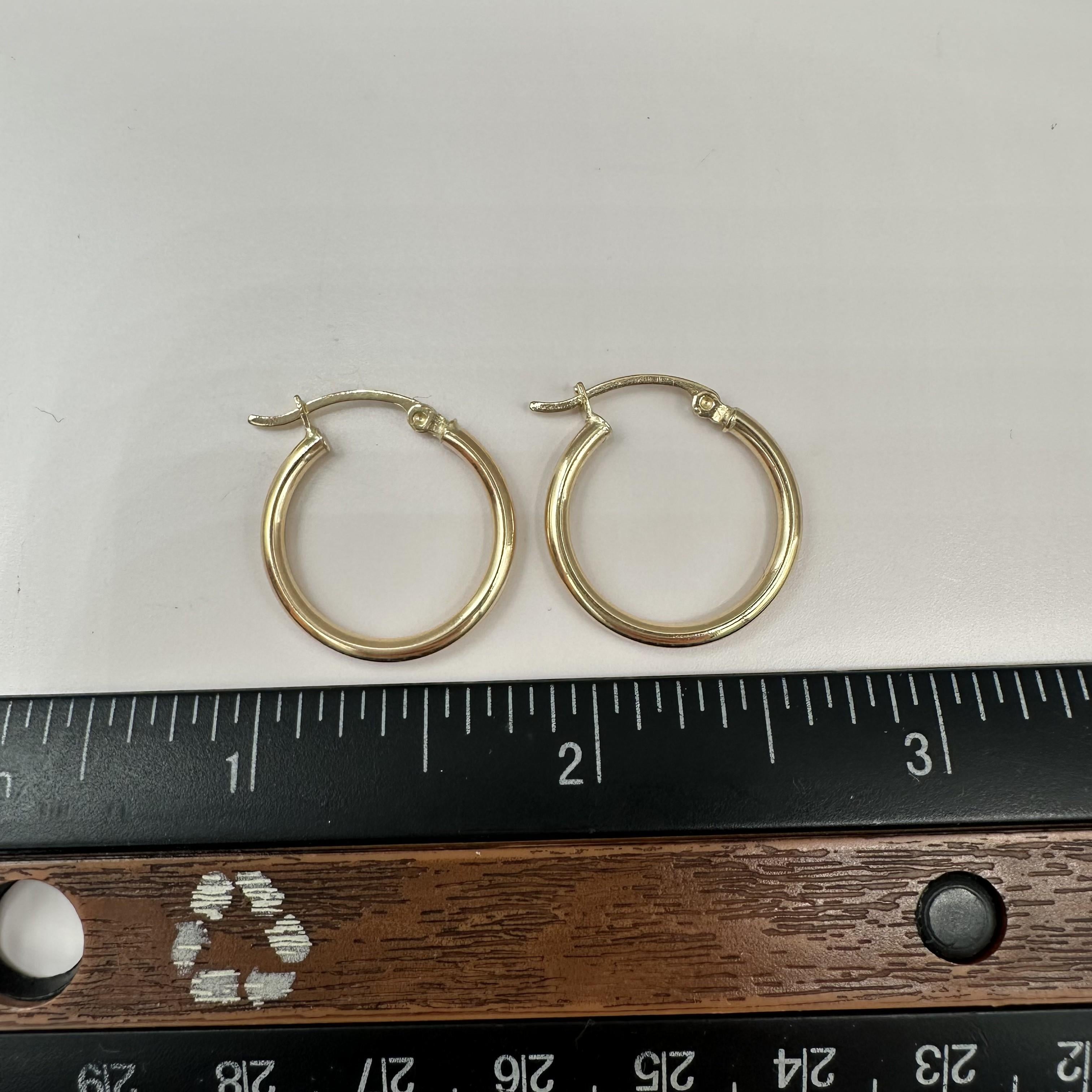 ube Hoop Earrings 14kt Yellow Gold 20mm 2.1mm 1.5g Hollow New