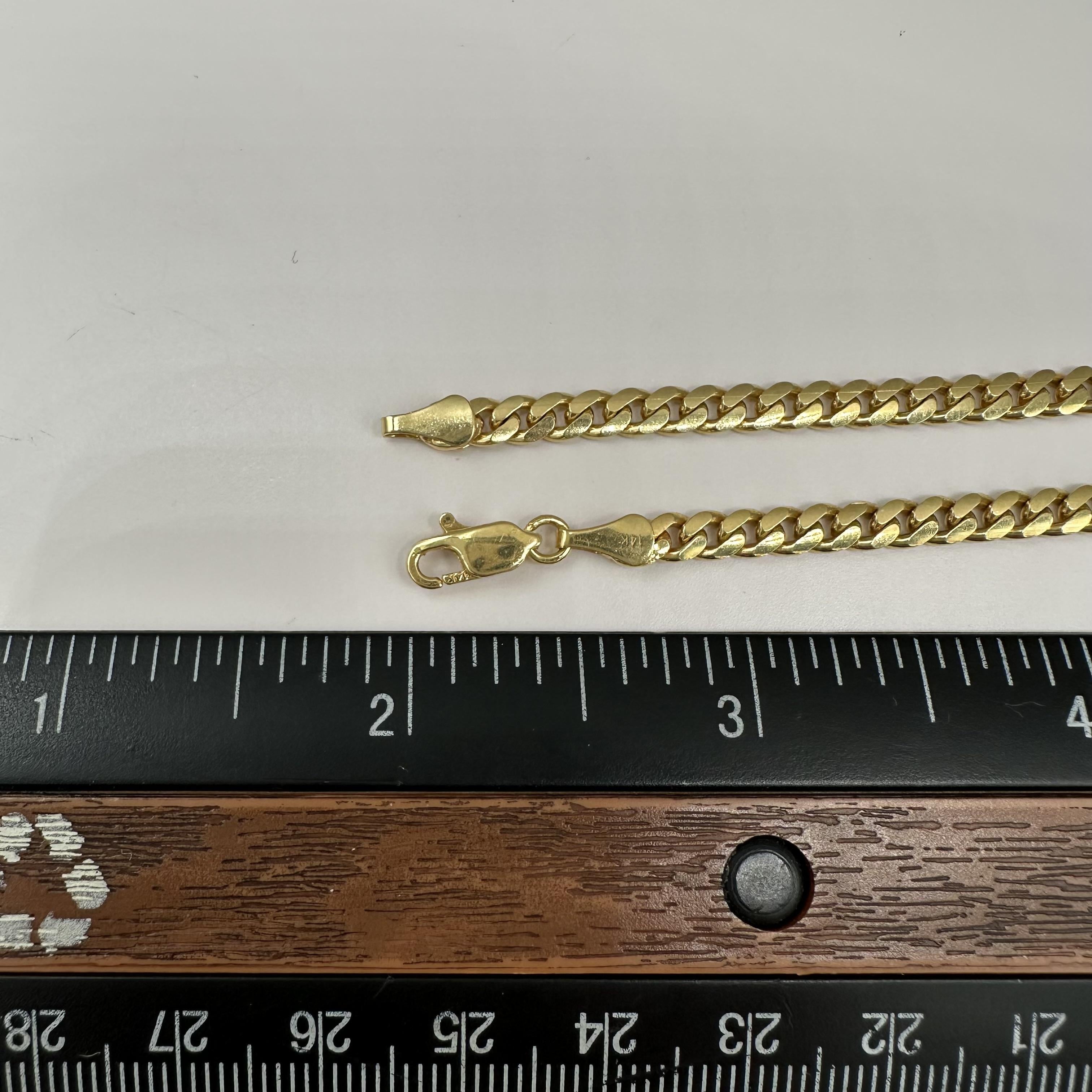 Cuban Bracelet 14kt Yellow Gold 7.375in 3.9mm 8.3g Solid New