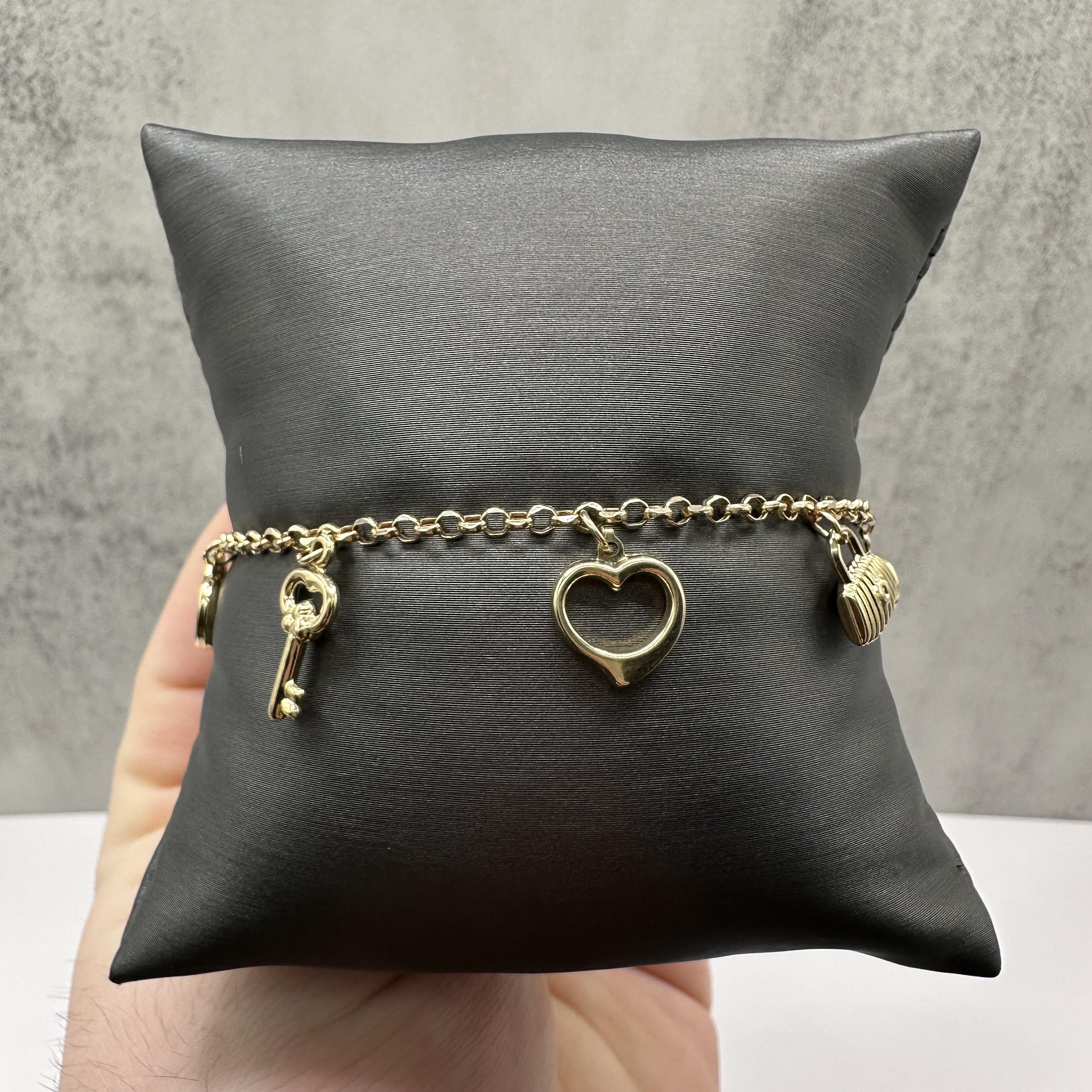 Charm Bracelet 14kt Yellow Gold Adjustable 7 8in New