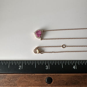 Luscious Pink Sapphire and Diamond Heart Necklace in 14kt Rose Gold