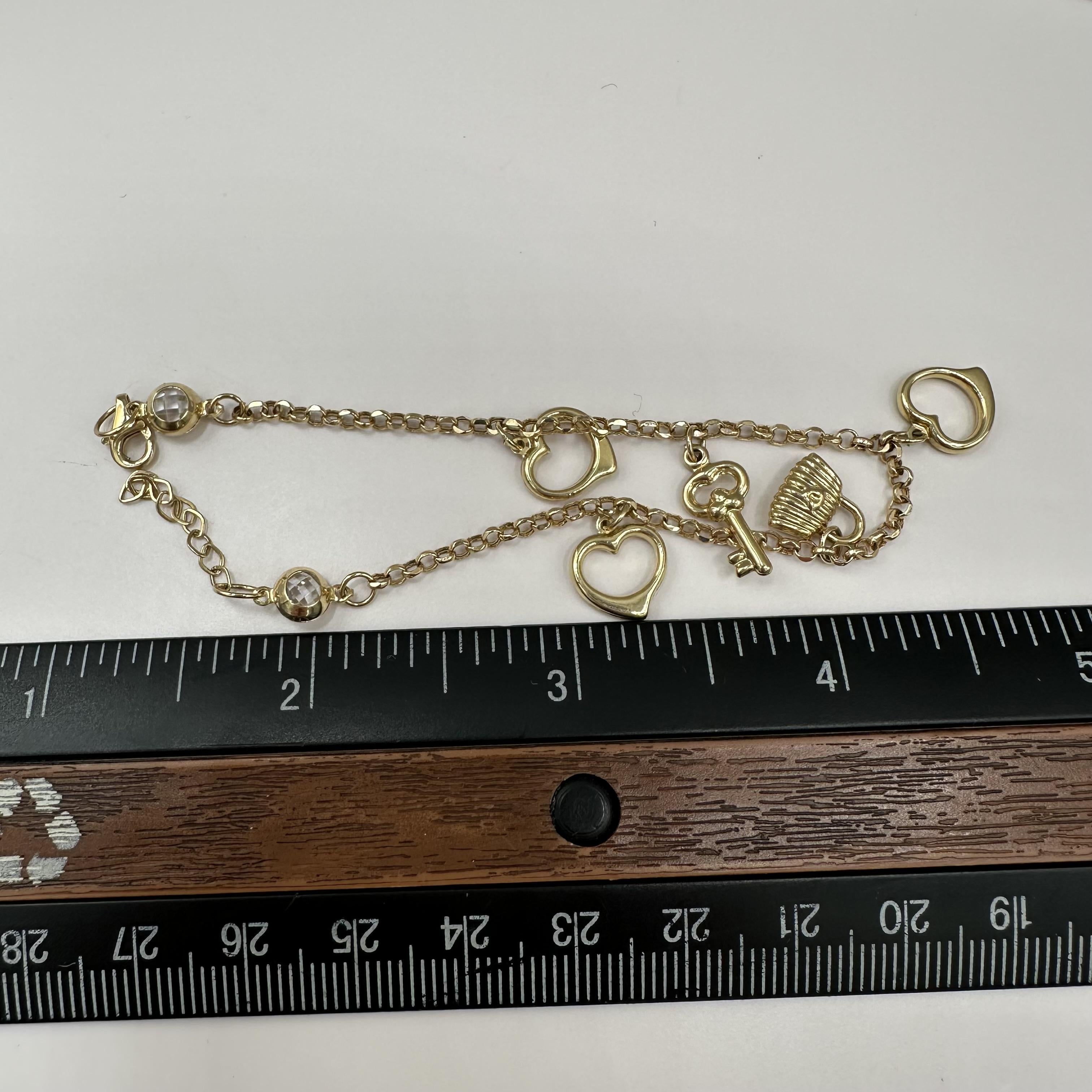 Charm Bracelet 14kt Yellow Gold Adjustable 7 8in New