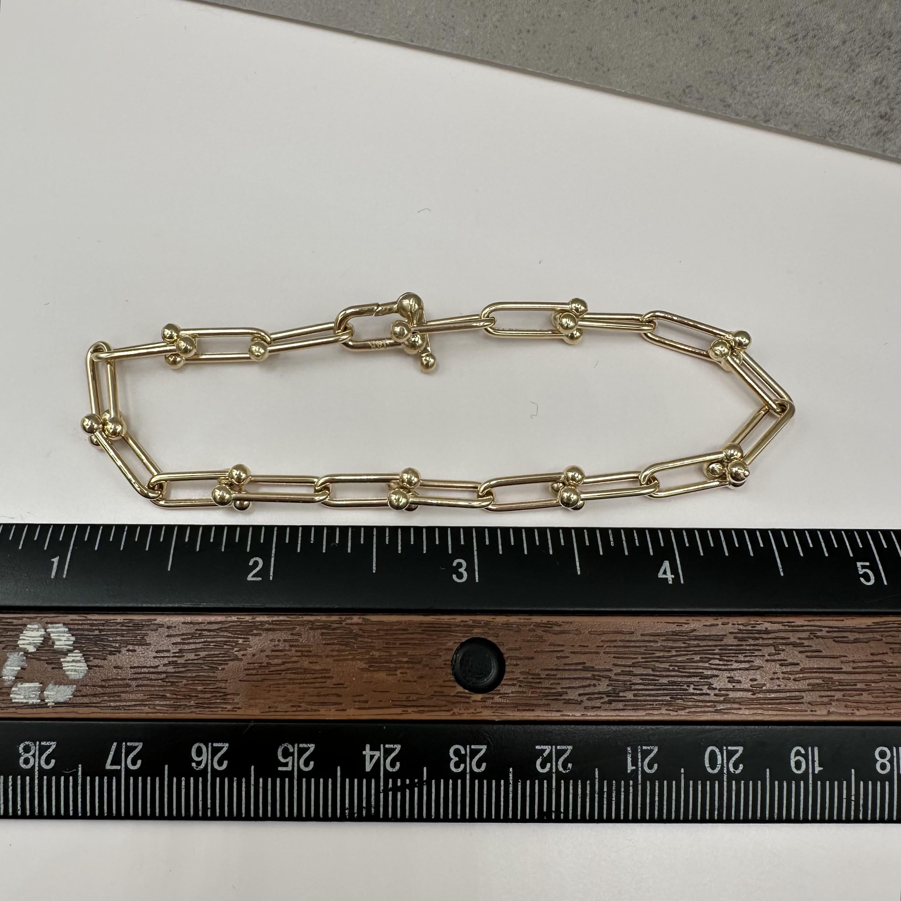 Horseshoe Link Bracelet 14kt Yellow Gold 8in 5mm Hollow New