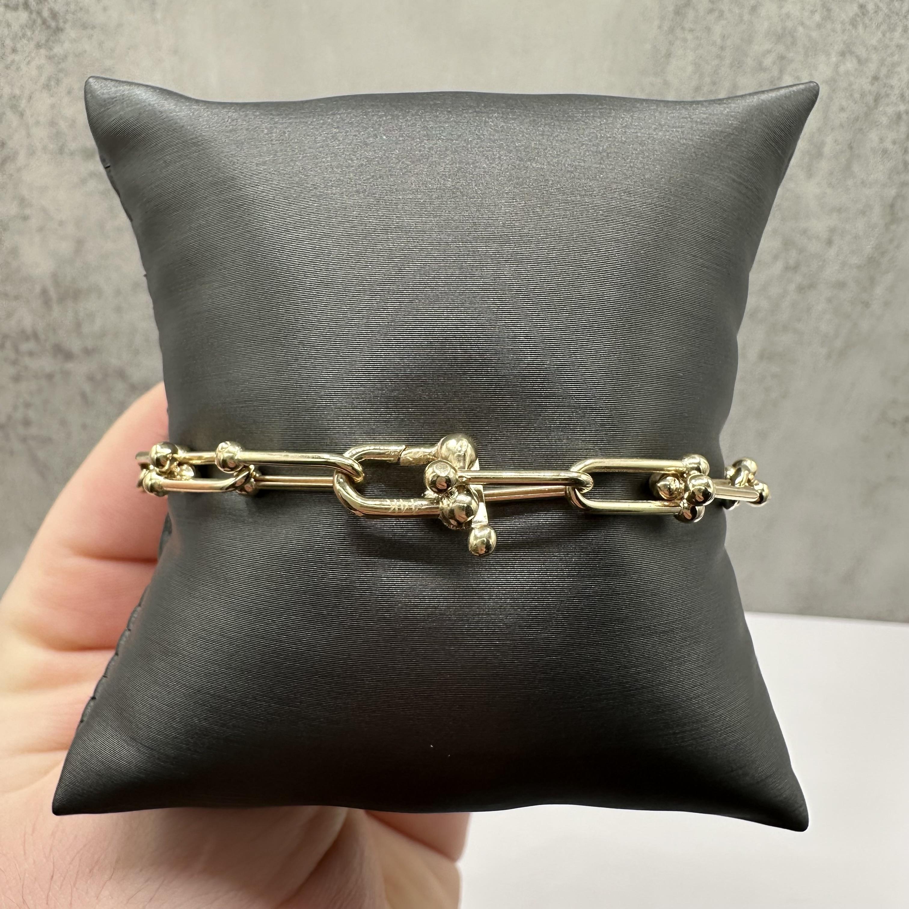 Horseshoe Link Bracelet 14kt Yellow Gold 8in 5mm Hollow New