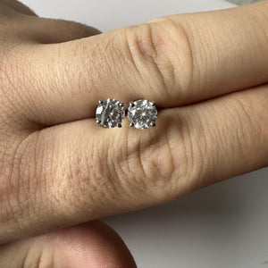 Estate Natural Diamond Studs in 14kt White Gold - 1.40ctw Diamonds