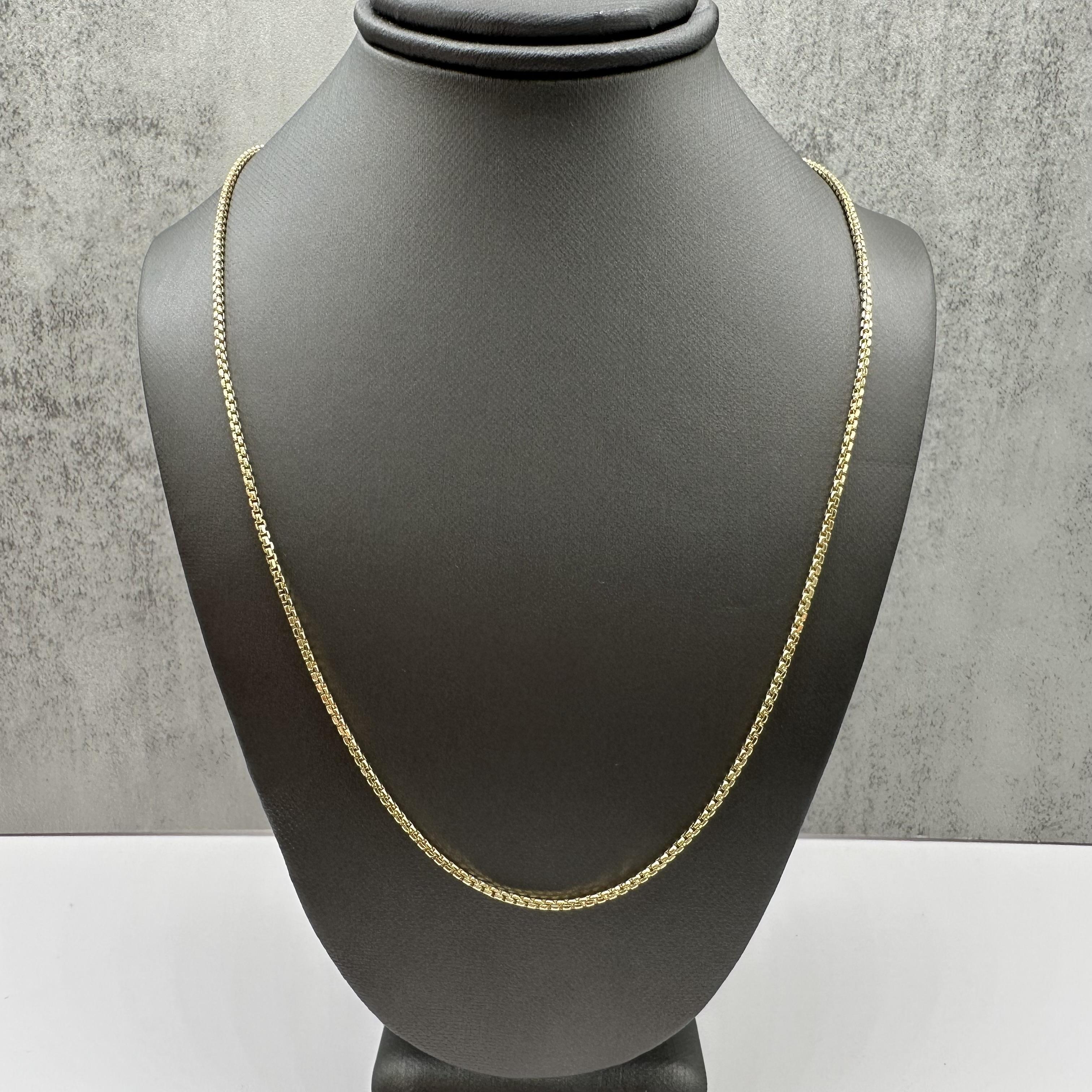 Rounded Box Chain Necklace 14kt Yellow Gold 18in 1.6mm Hollow New