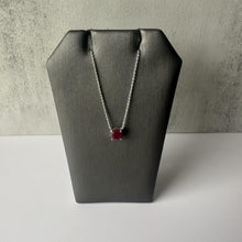 Load image into Gallery viewer, Ruby Solitaire Necklace in 14kt White Gold, 0.9ctw, 12-16&quot; Adjustable, New
