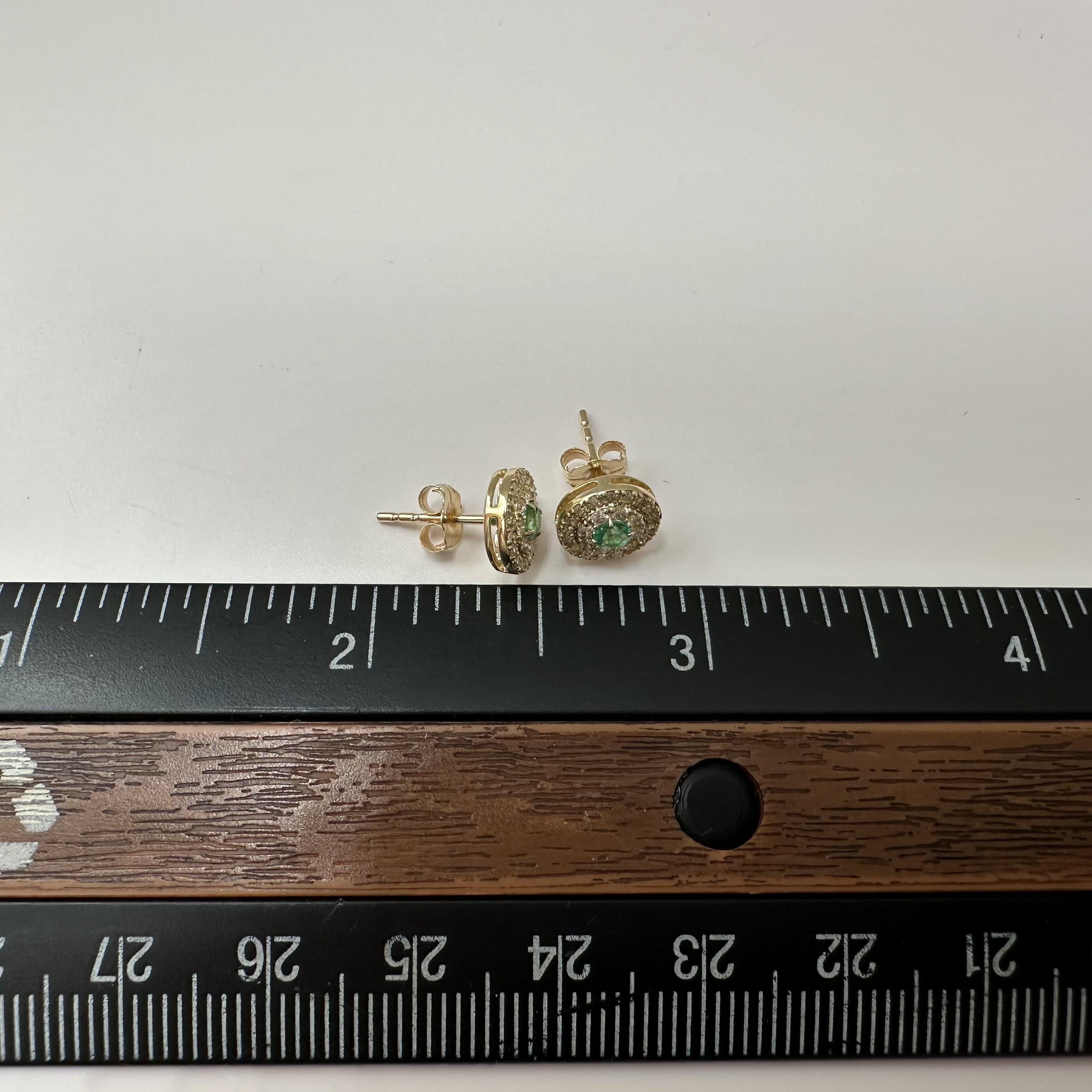 Emerald Diamond Stud Earrings 14kt Yellow Gold 0.57ctw GH SI Ne