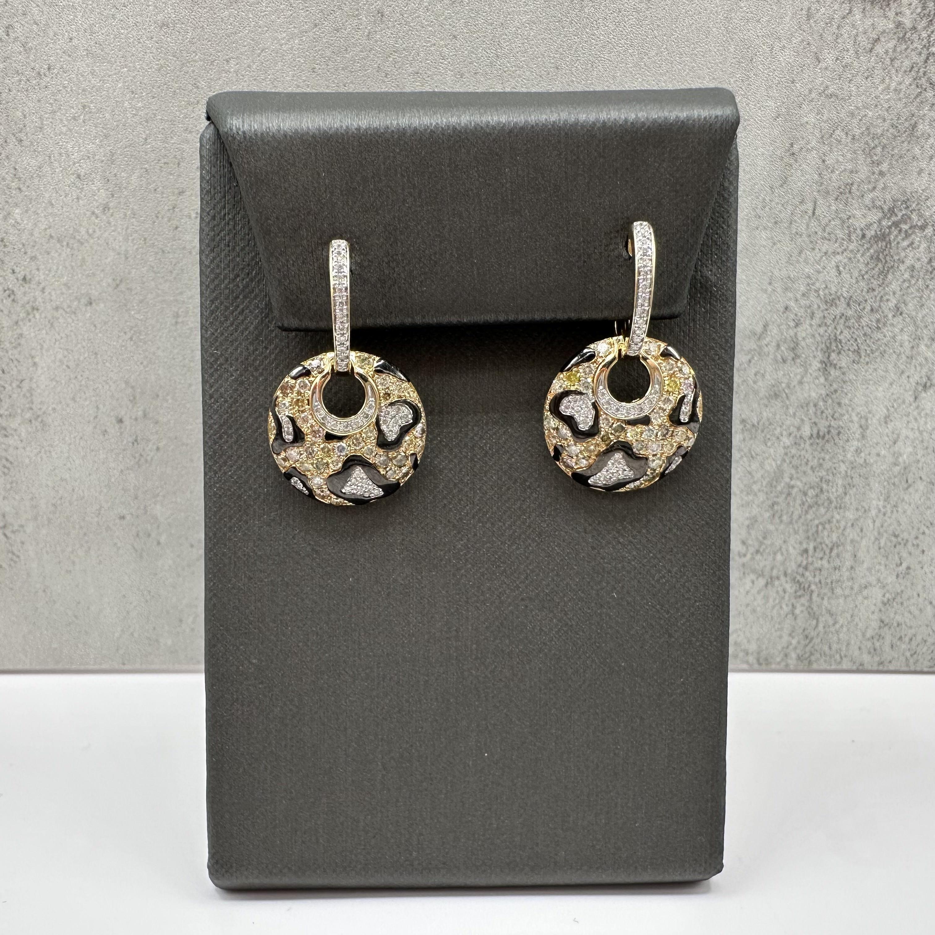 14k Yellow Gold Diamond Dangle Earrings 1.0CT