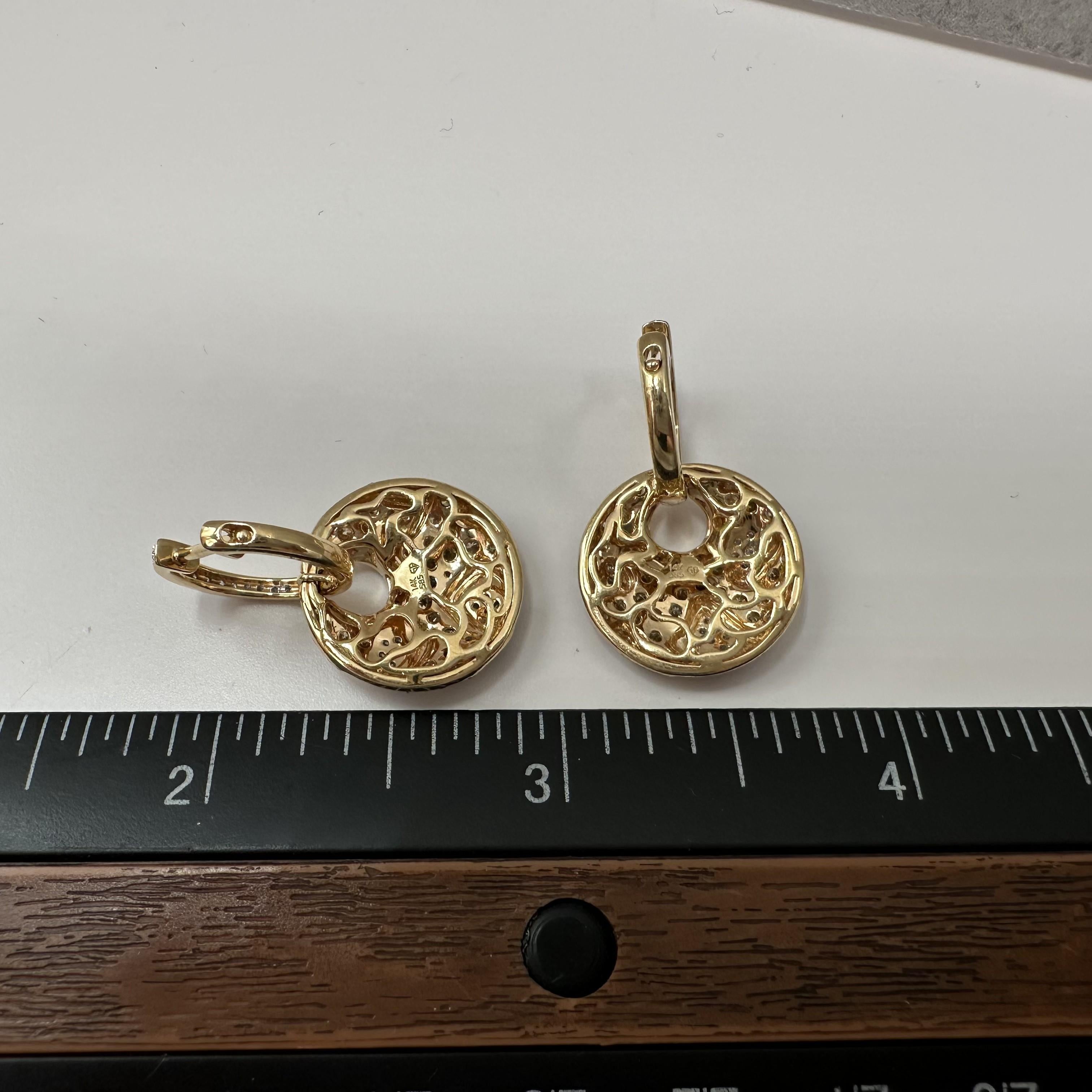 14k Yellow Gold Diamond Dangle Earrings 1.0CT