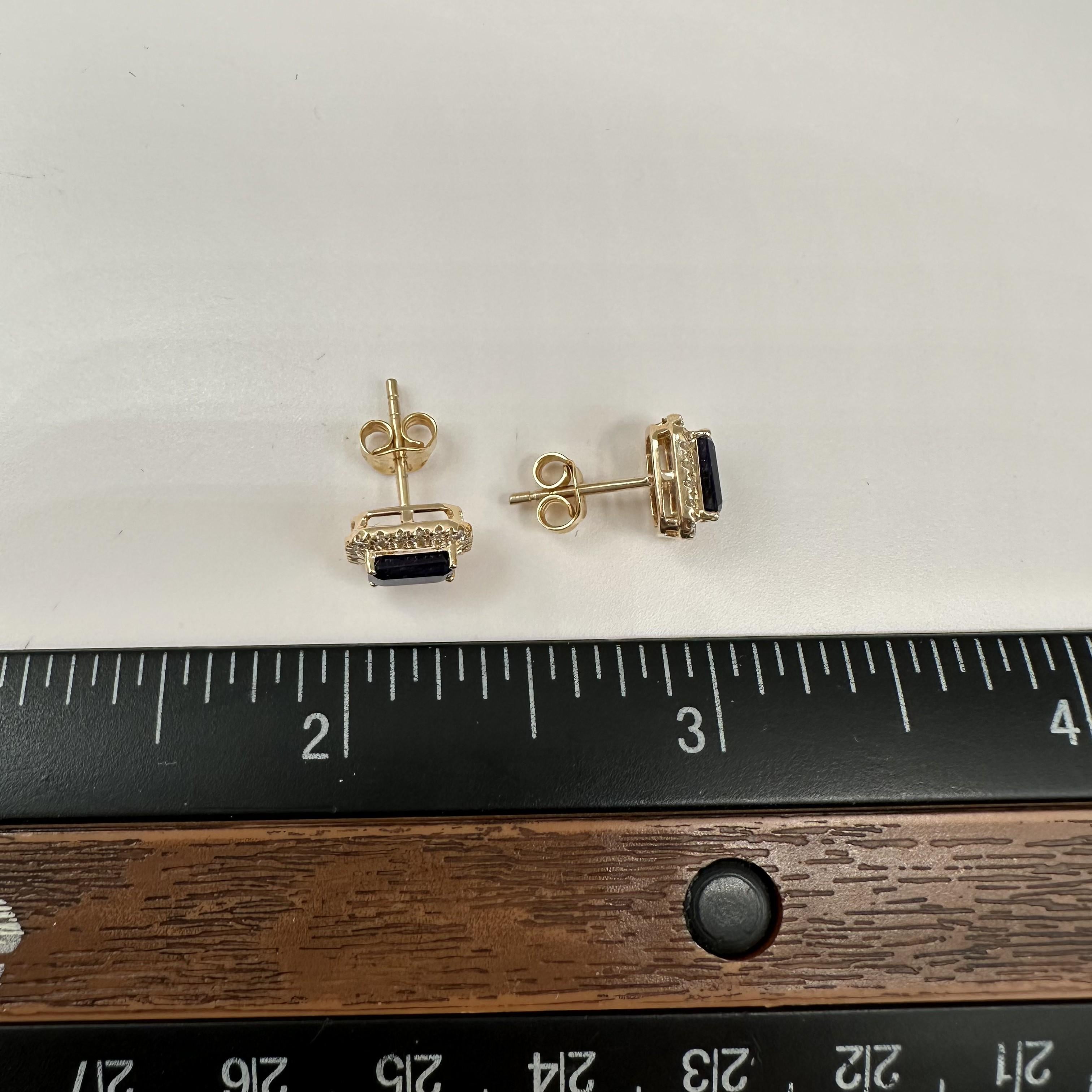 Sapphire Diamond Halo Stud Earrings 14kt Yellow Gold 0.18ctw New