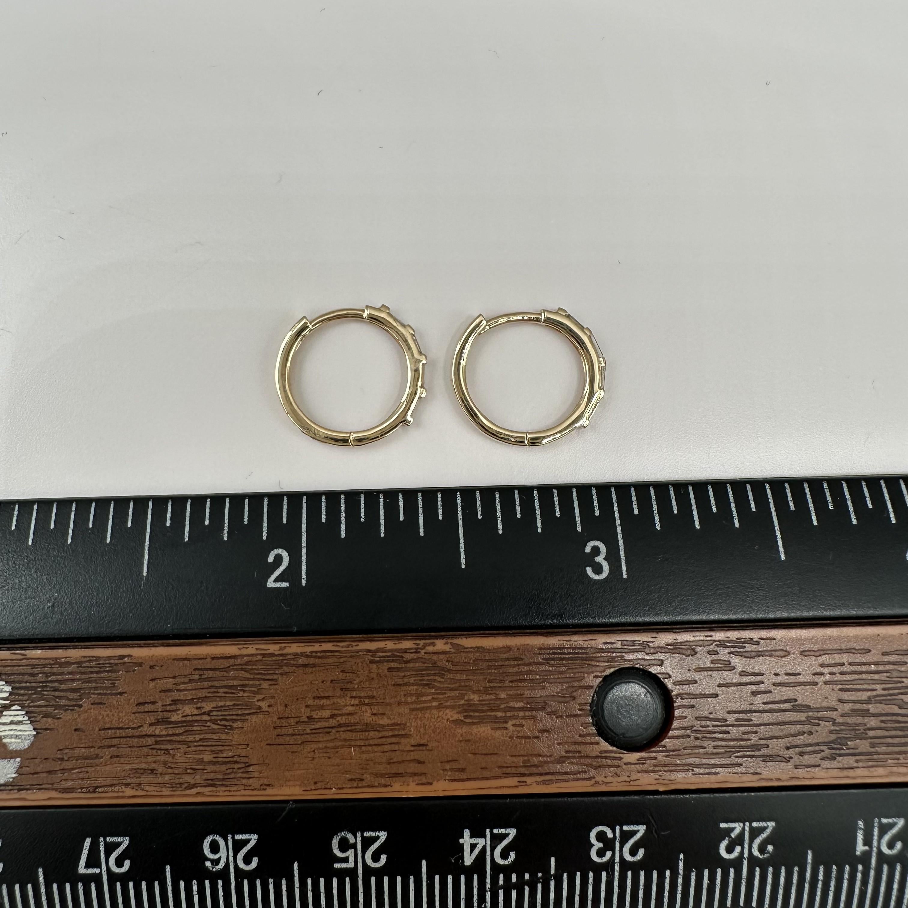 Diamond Baguette Huggie Earrings 14kt Yellow Gold 0.12ctw GH SI 12.9mm New